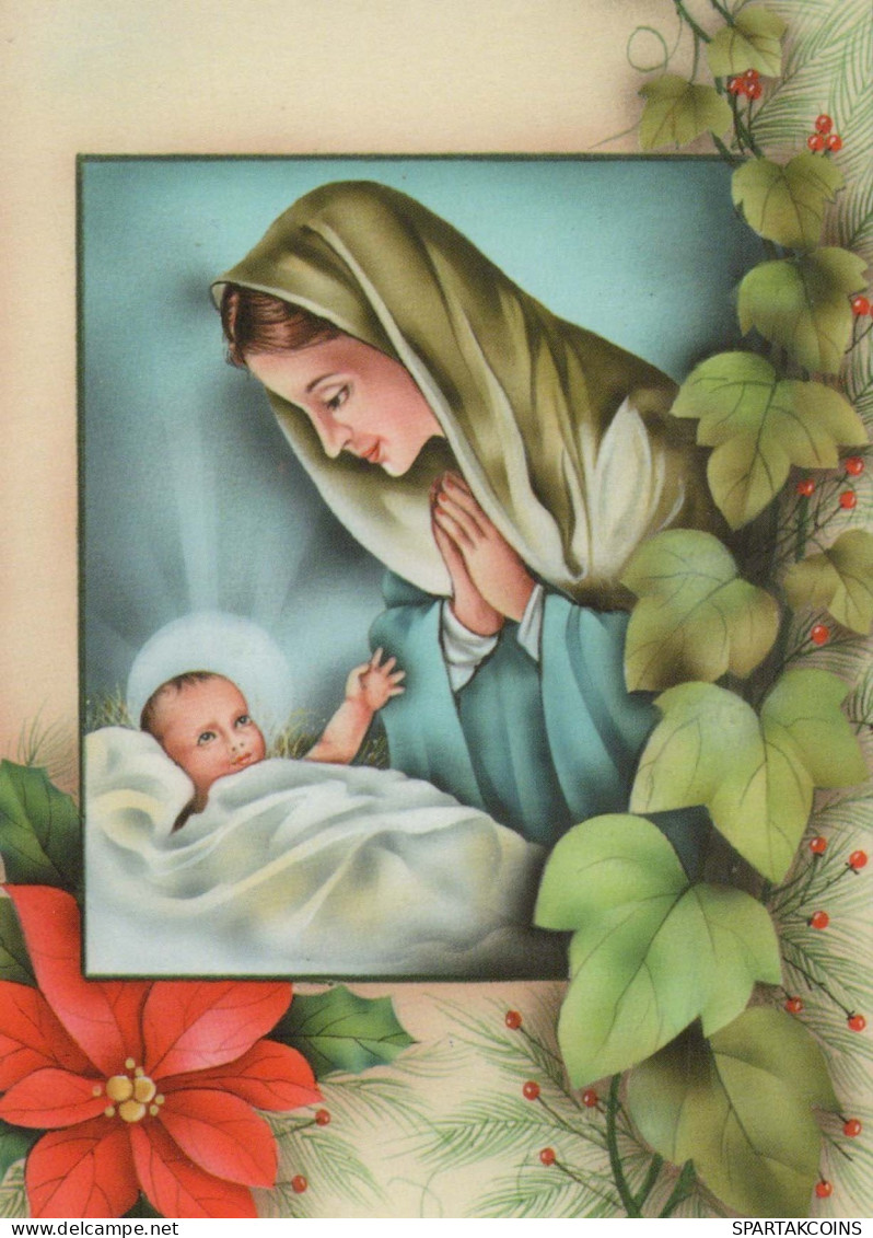 Vergine Maria Madonna Gesù Bambino Natale Religione Vintage Cartolina CPSM #PBB783.IT - Virgen Maria Y Las Madonnas