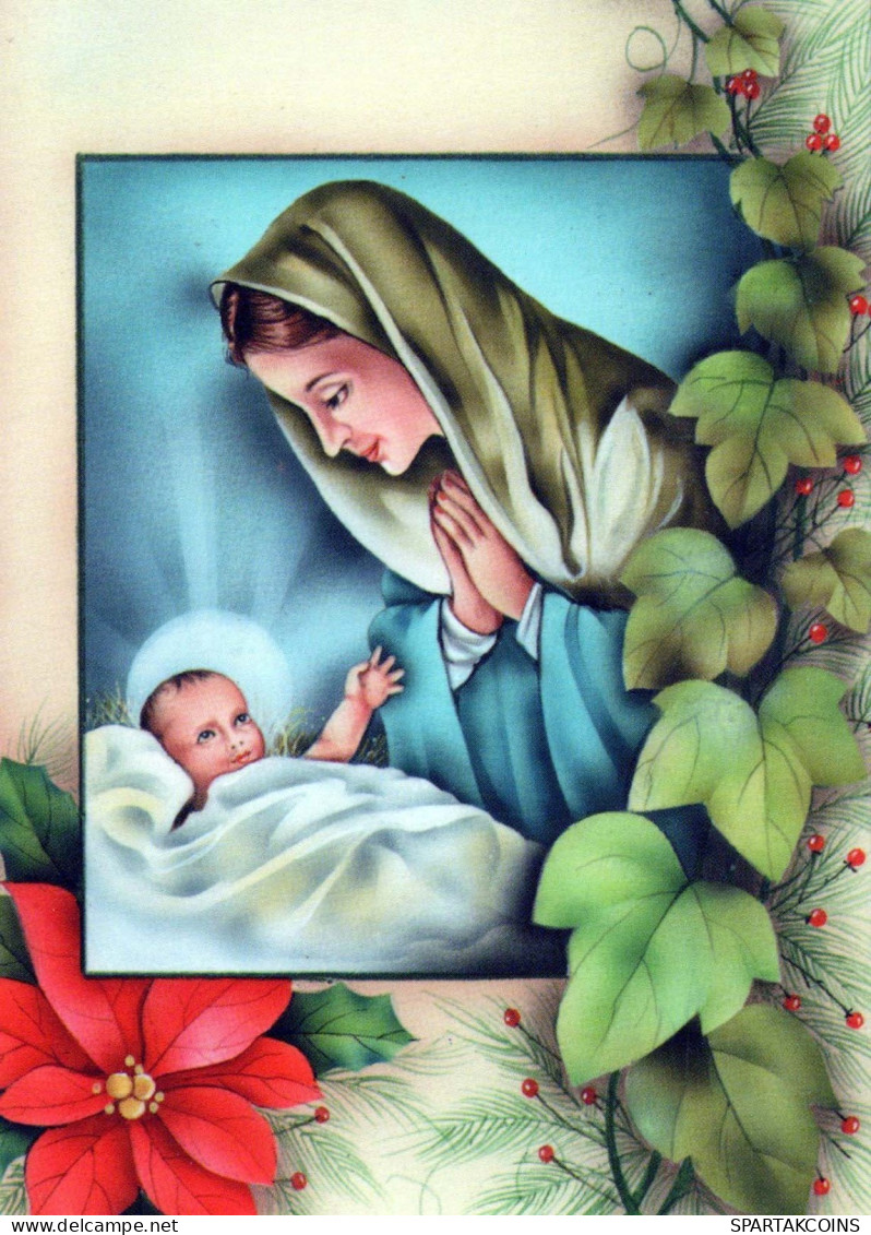 Vergine Maria Madonna Gesù Bambino Natale Religione Vintage Cartolina CPSM #PBB783.IT - Virgen Maria Y Las Madonnas