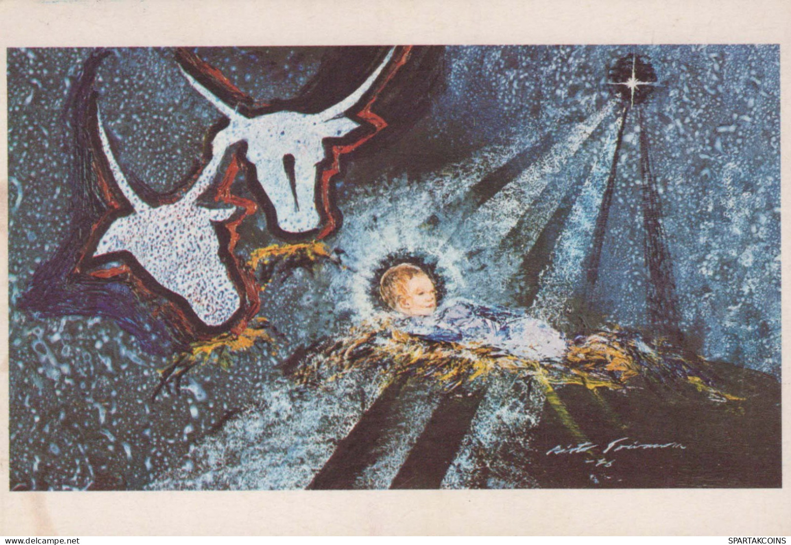 CRISTO SANTO Gesù Bambino Natale Vintage Cartolina CPSM #PBB980.IT - Jésus