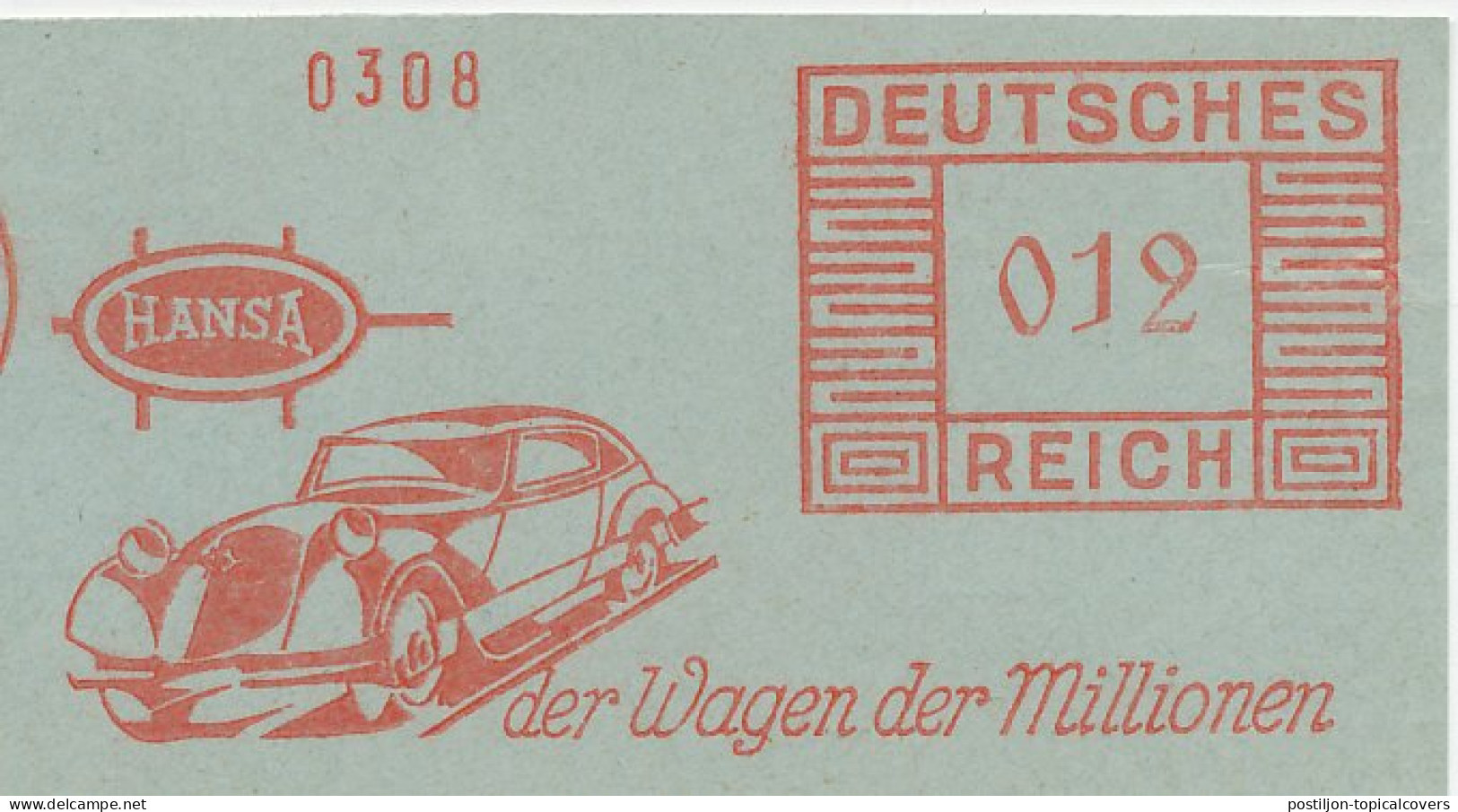 Meter Cut Deutsches Reich / Germany Car - Hansa - Voitures