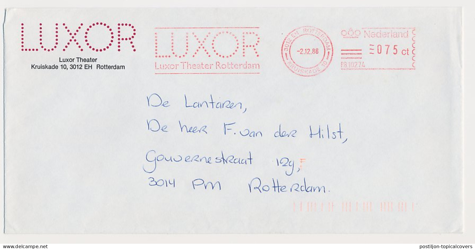 Meter Cover Netherlands 1988 Luxor Theater - Rotterdam - Théâtre