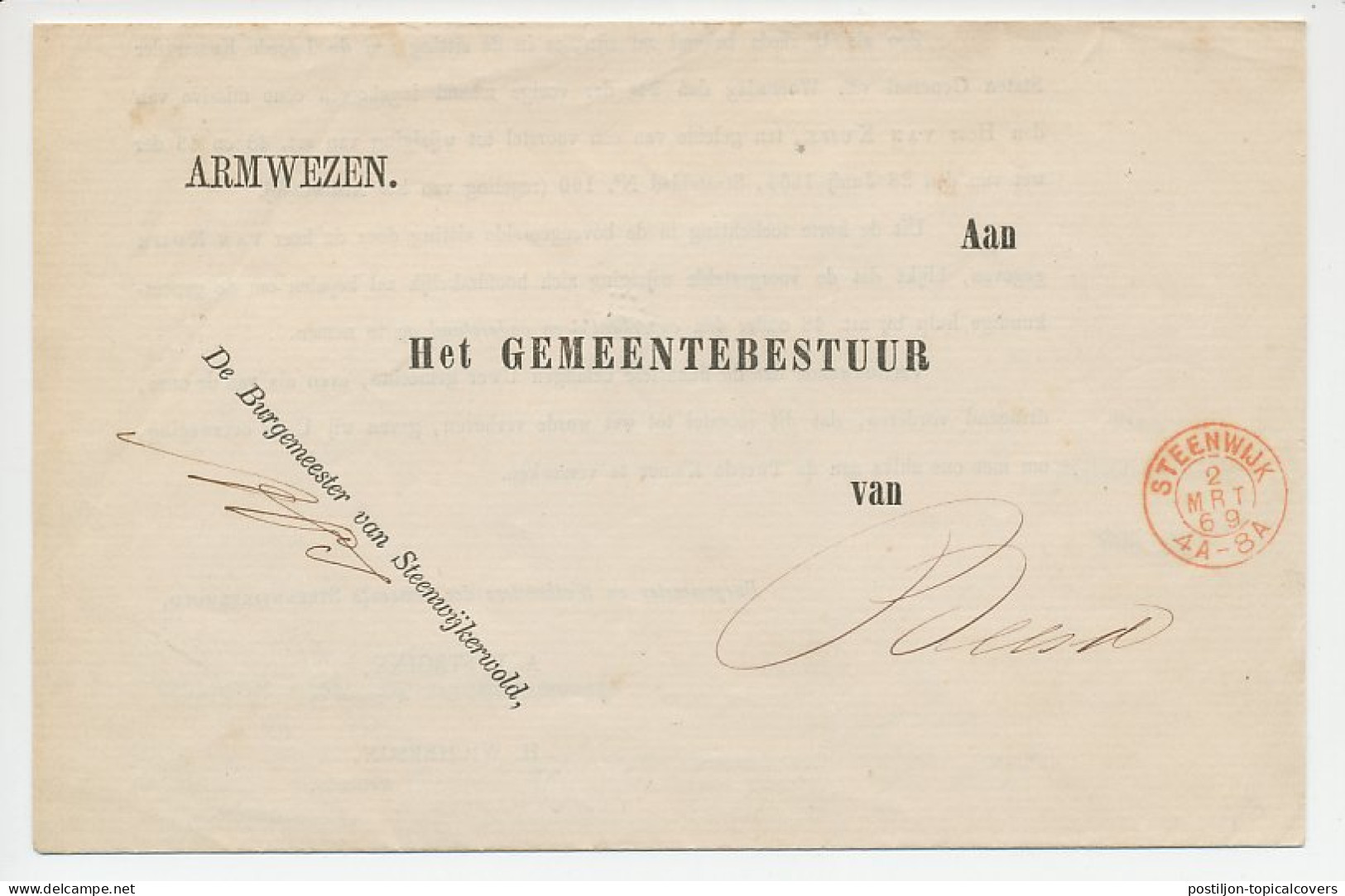 Twee-letterstempel Steenwijk 1869 - Storia Postale