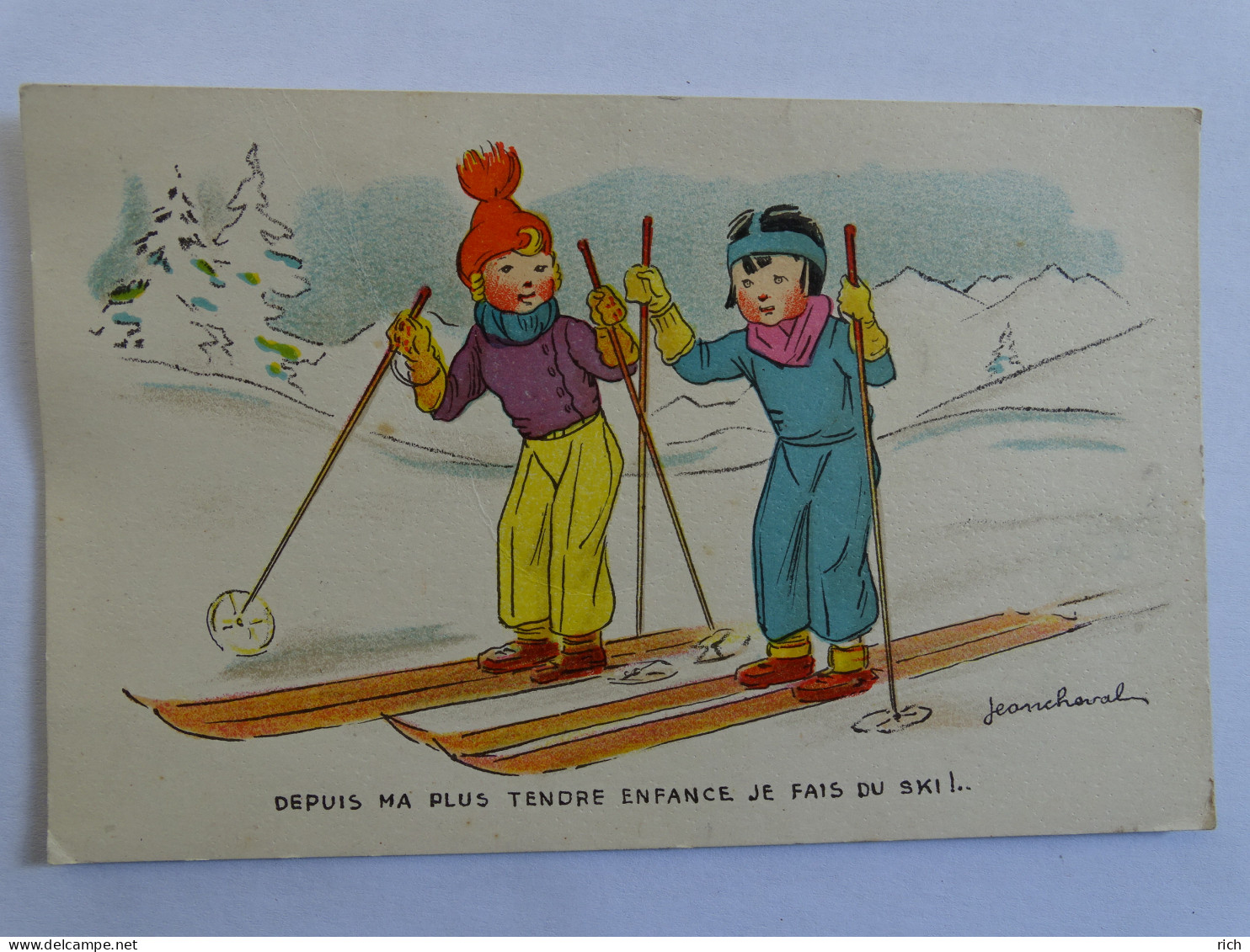 CPA - Illustrateur Jean Cheval - Depuis Ma Plus Tendre Enfance Je Fais Du Ski ! ... Femmes Skieuses - Cheval