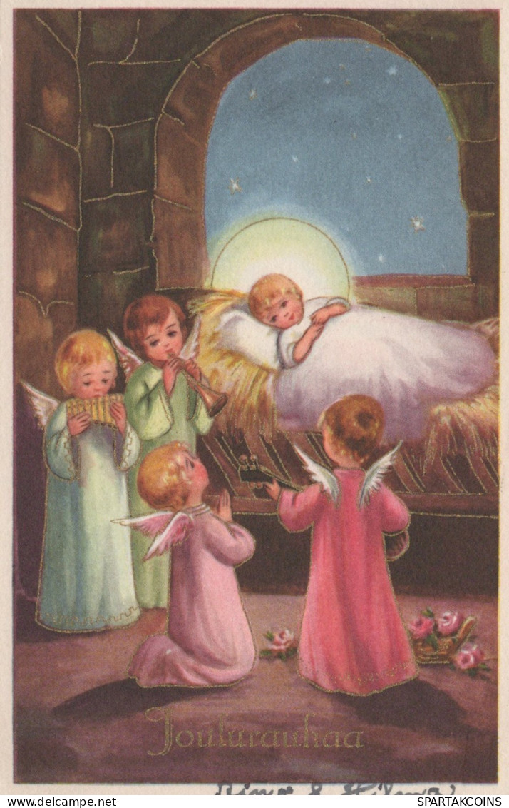 ANGELO Buon Anno Natale Vintage Cartolina CPSMPF #PAG763.IT - Angeli