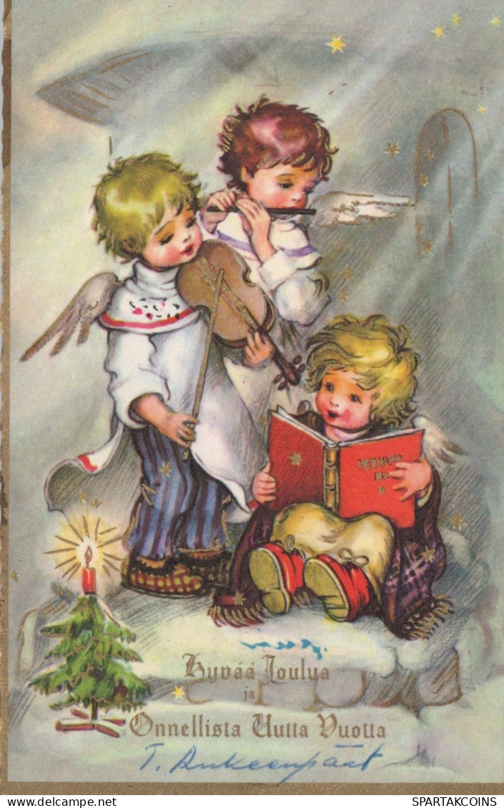 ANGELO Buon Anno Natale Vintage Cartolina CPSMPF #PAG827.IT - Angeli
