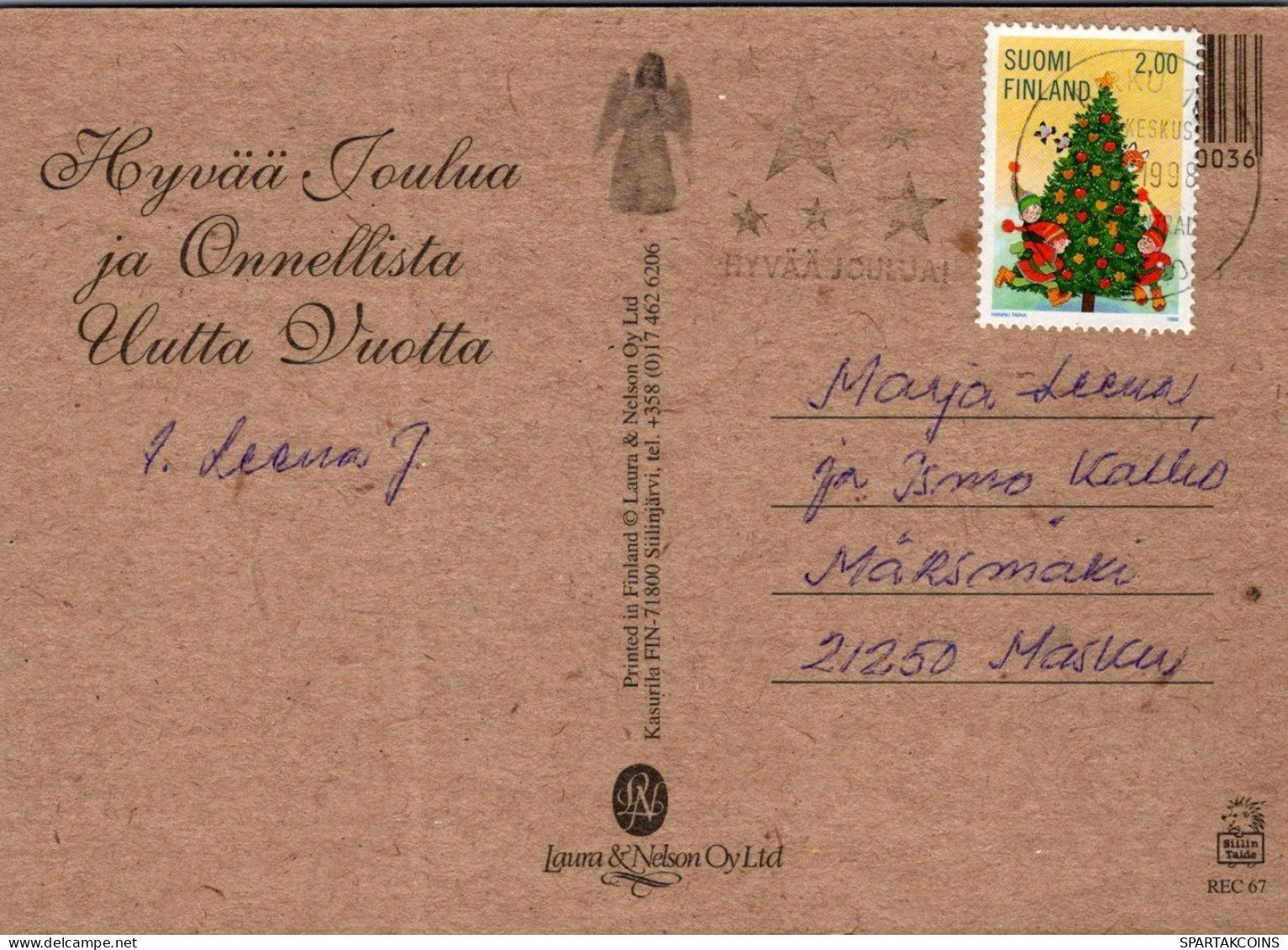 ANGELO Buon Anno Natale Vintage Cartolina CPSM #PAH138.IT - Angeli