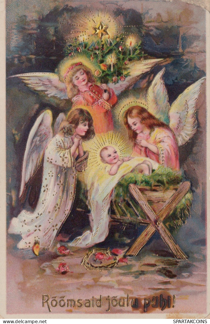 ENGEL WEIHNACHTSFERIEN Vintage Antike Alte Ansichtskarte Postkarte CPA #PAG700.DE - Angeli