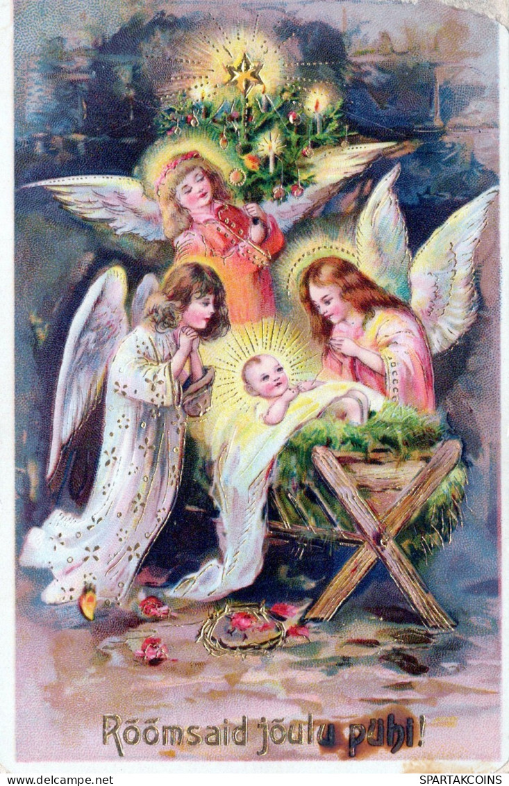 ENGEL WEIHNACHTSFERIEN Vintage Antike Alte Ansichtskarte Postkarte CPA #PAG700.DE - Anges