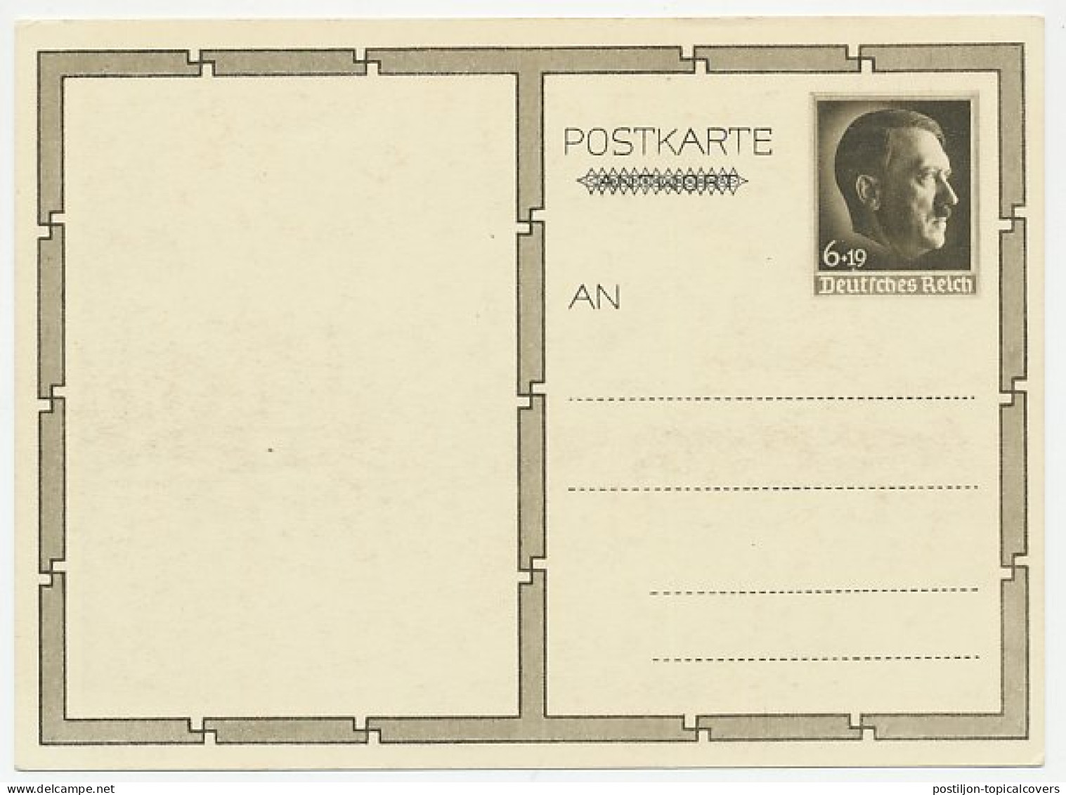 Postal Stationery Germany Adolf Hitler - WO2