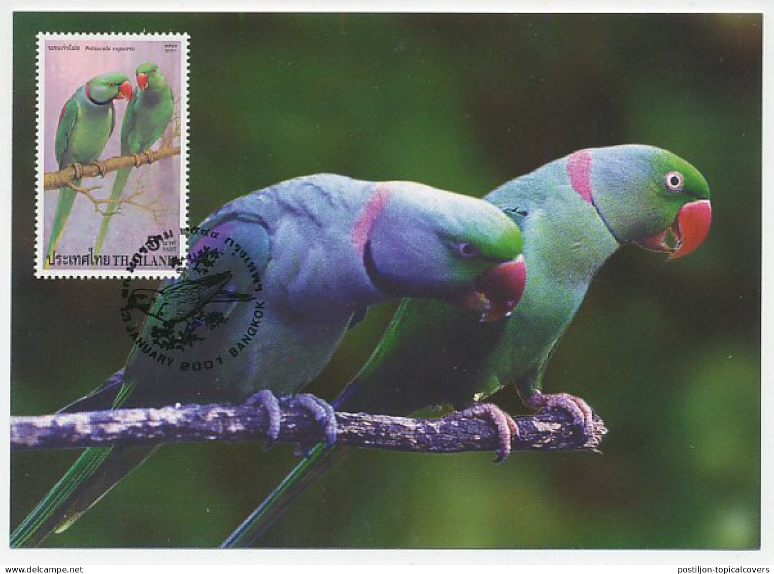 Maximum Card Thailand 2001 Bird - Parrots - Andere & Zonder Classificatie