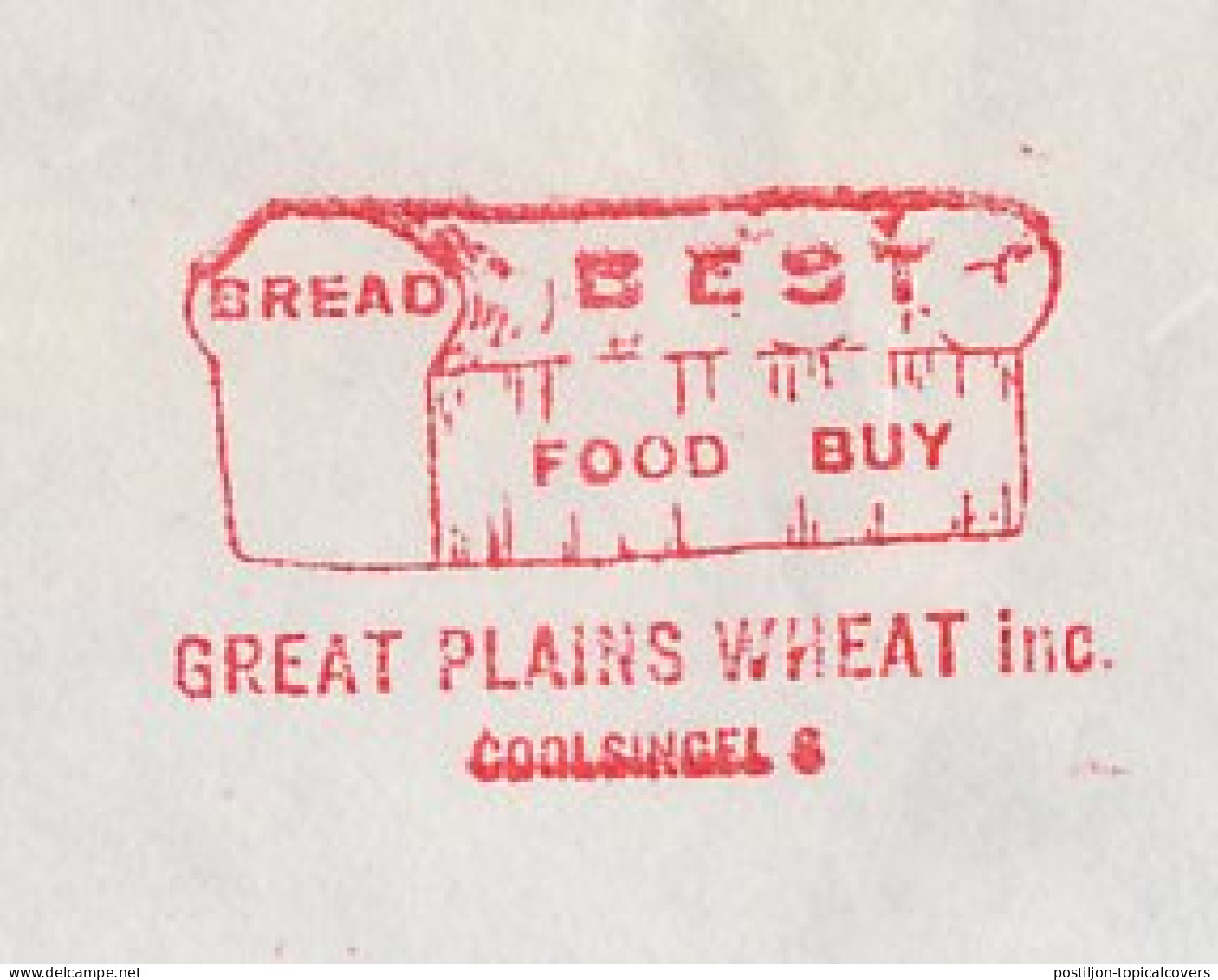 Meter Cover Netherlands 1973 Bread - Great Plains Wheat - Rotterdam - RN 530 - Alimentation
