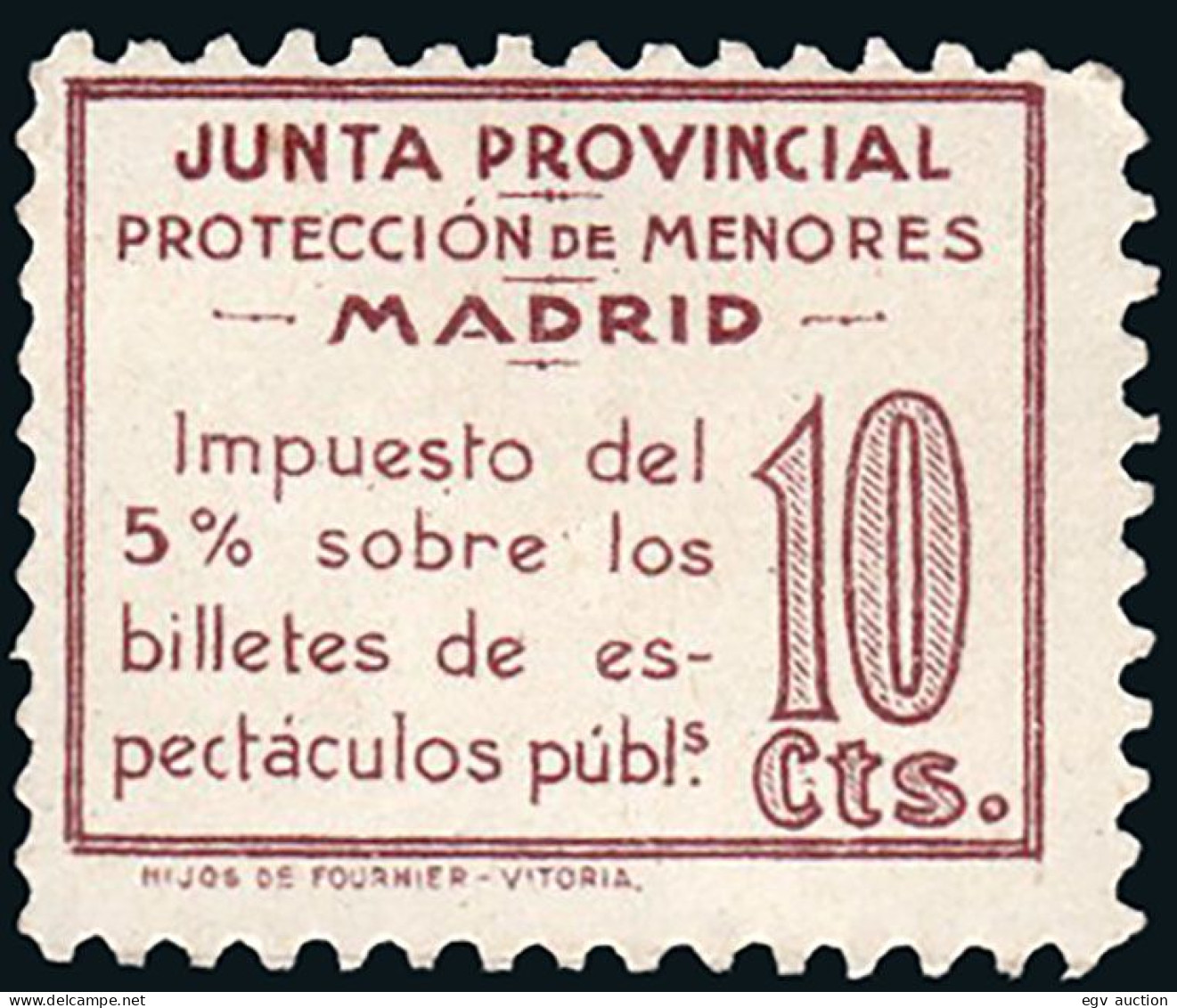 Madrid - Guerra Civil - Em. Local Nacional - Allepuz ** 75 - "10 Cts. Junta Provincial - Protección Del Menor" - Emissioni Repubblicane