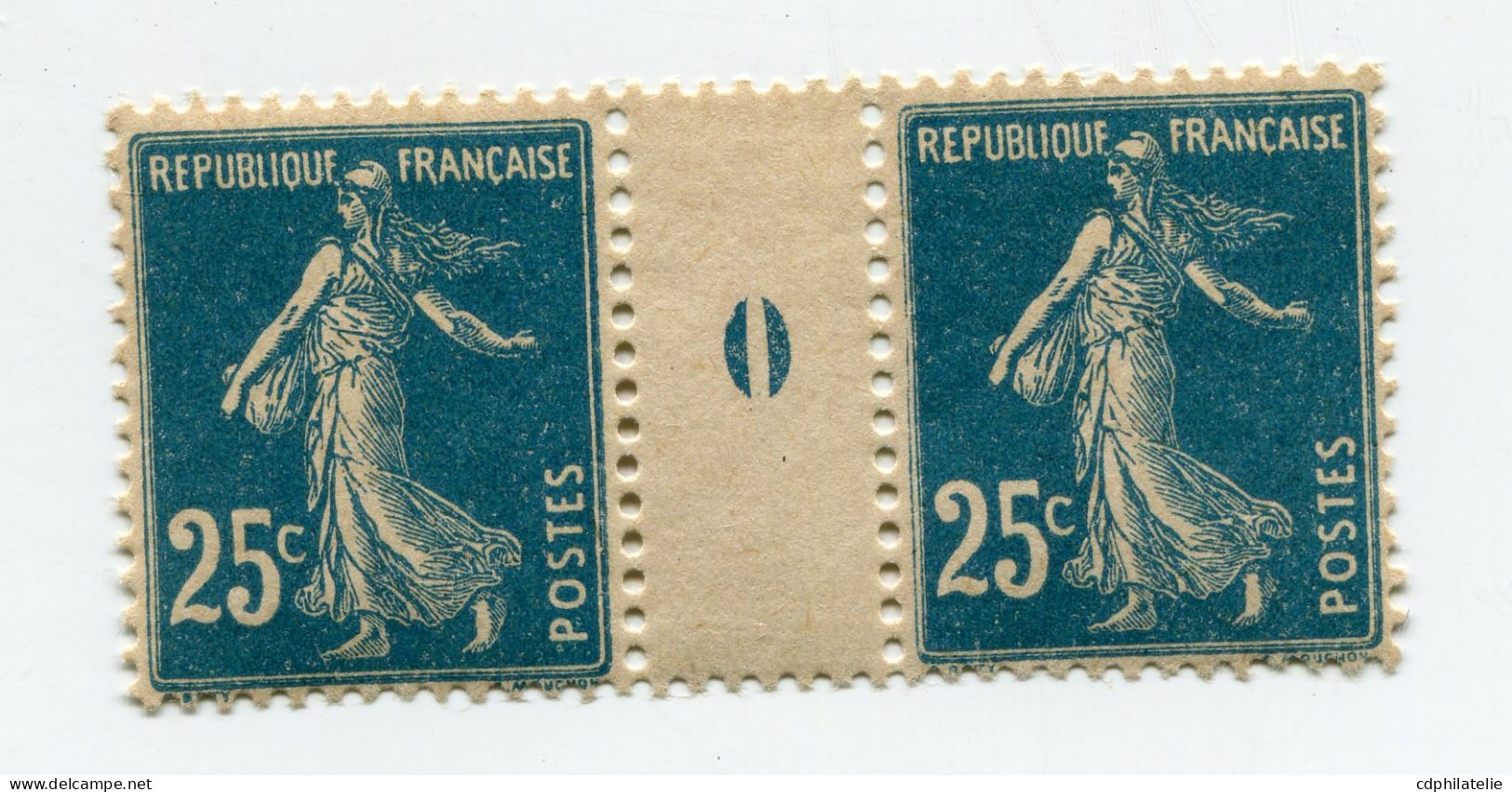 FRANCE N°140 ** TYPE SEMEUSE FOND PLEIN EN PAIRE AVEC MILLESIME 0 ( 1920 ) PAPIER GC - Millésime