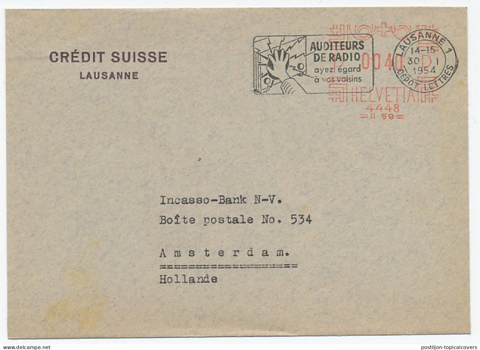 Cover / Postmark Switzerland Radio - Broadcasting - Ohne Zuordnung