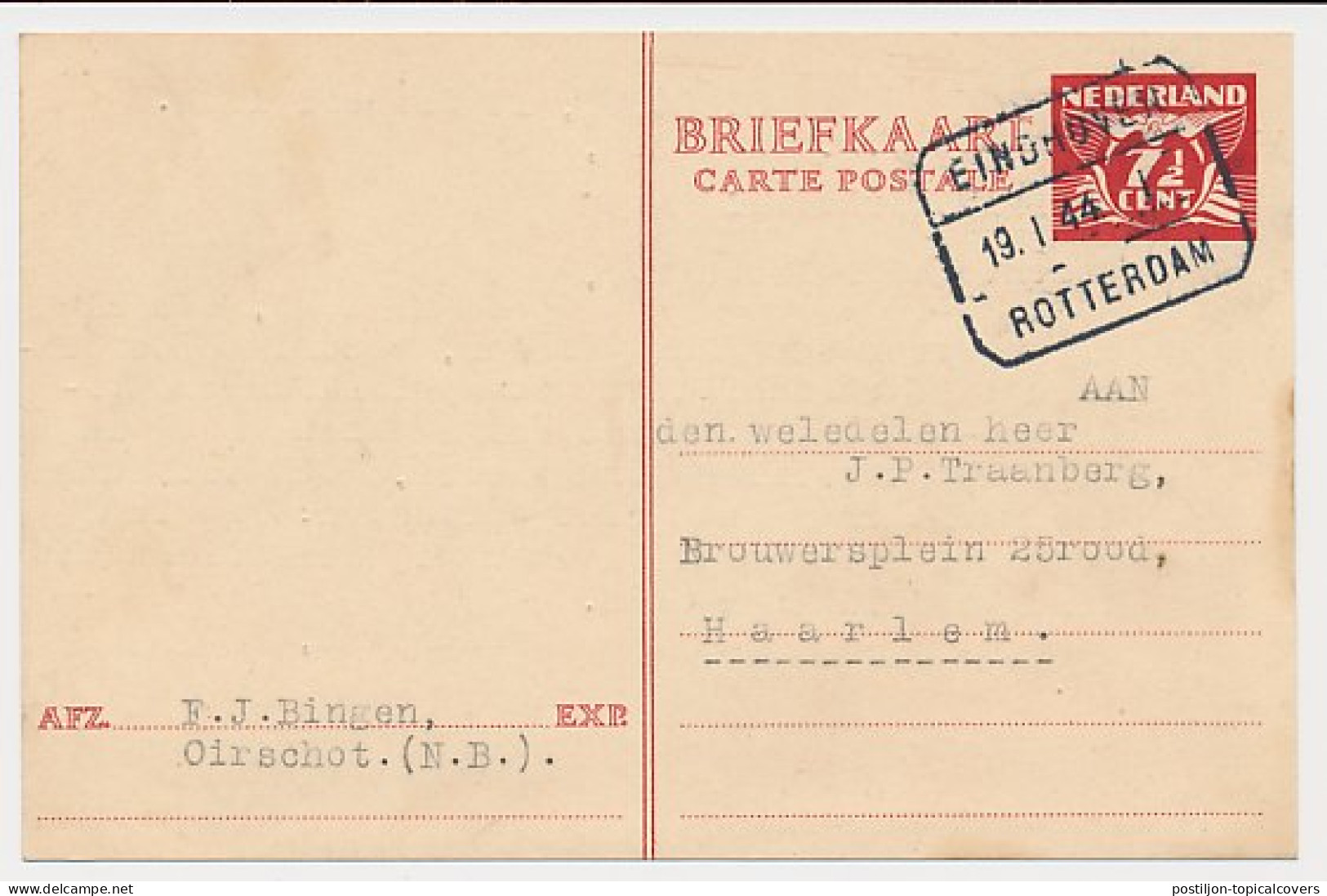 Treinblokstempel : Eindhoven - Rotterdam I 1944 - Non Classés
