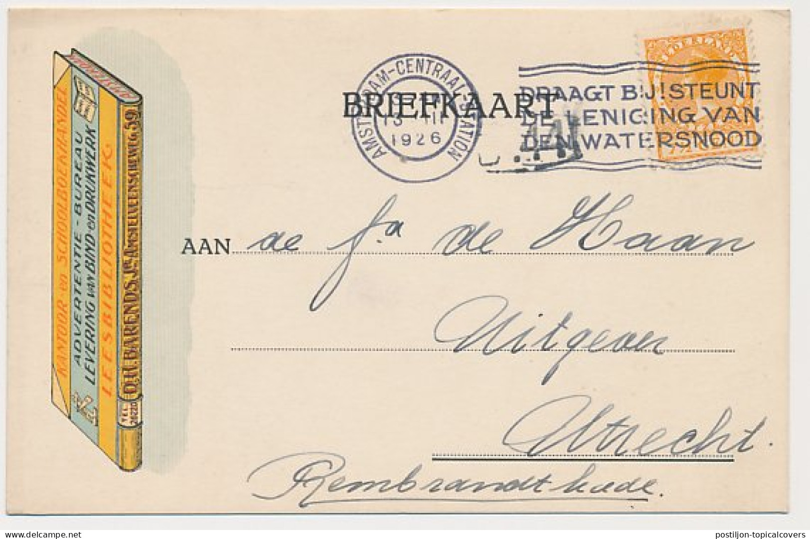 Firma Briefkaart Amsterdam 1922 - Boekhandel - Bibliotheek  - Non Classés