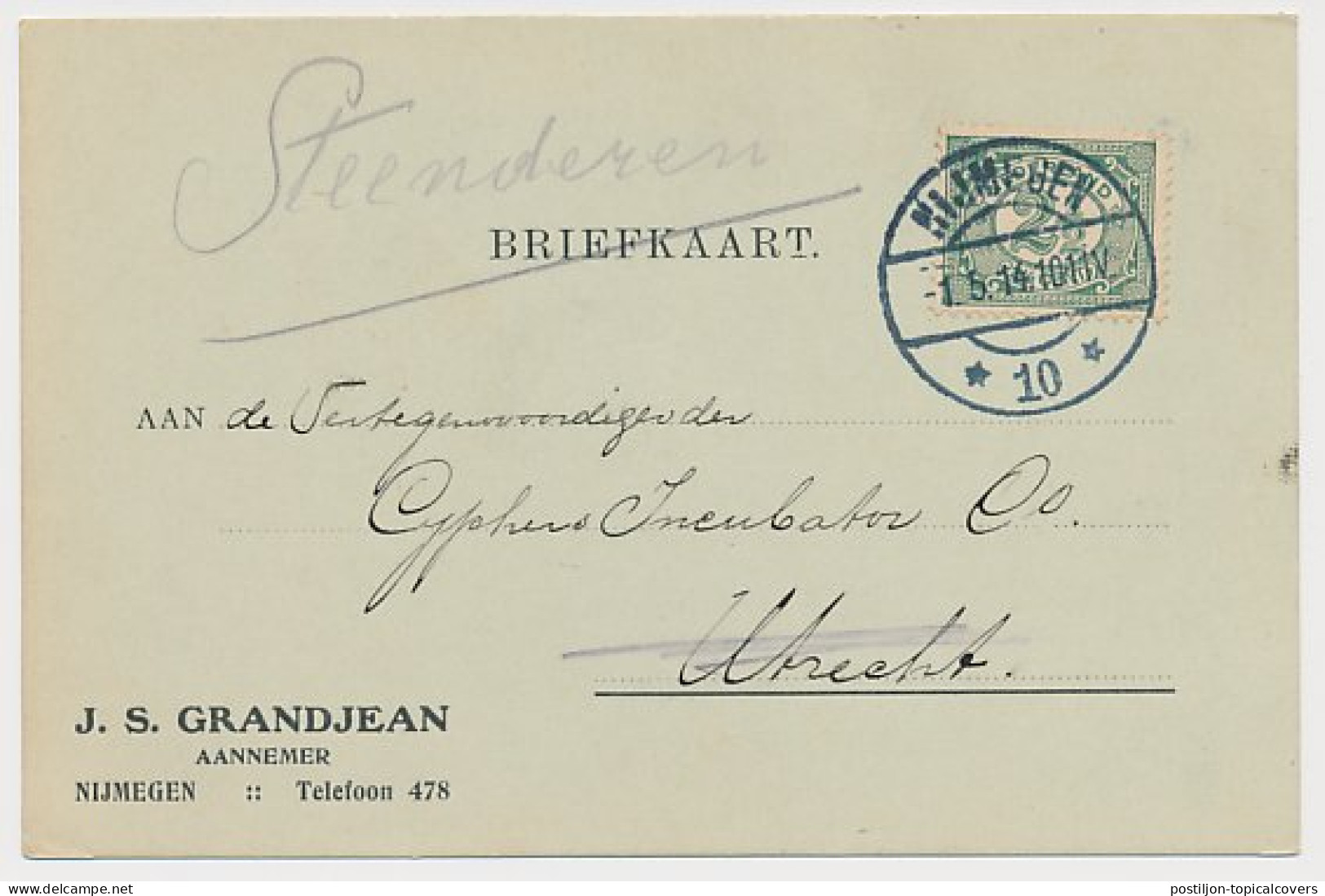 Firma Briefkaart Nijmegen 1914 - Aannemer - Non Classés
