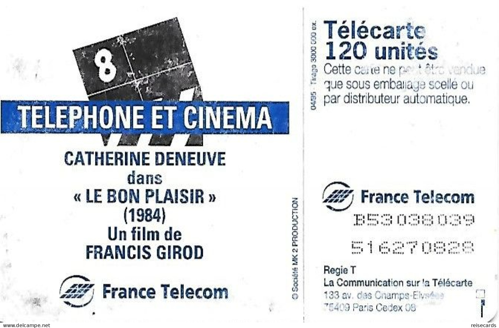 France: France Telecom 04/95 F552A Téléphone Et Cinema - Catherine Deneuve - 1995