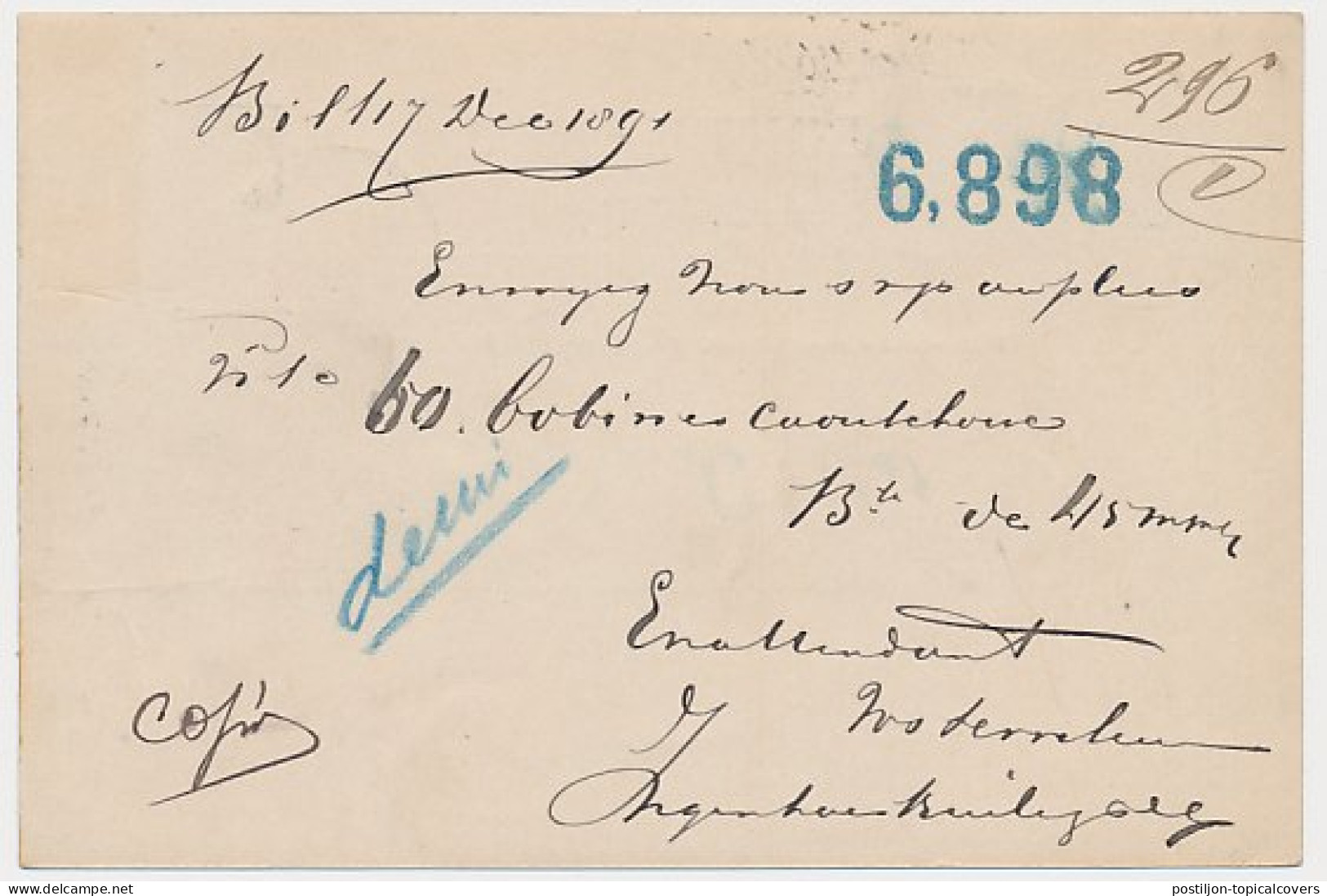 Kleinrondstempel De Bilt 1891 - Non Classés