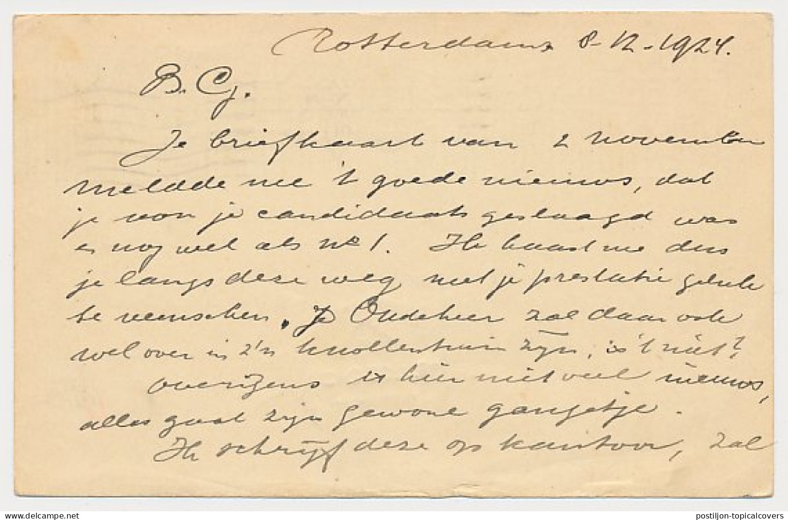Briefkaart G. 204 A Rotterdam - Weltevrede Ned. Indie 1924 - Postwaardestukken