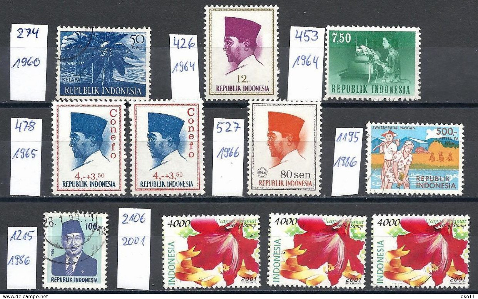 Indonesien, 1960-2001, 11 Marken, Postfrisch + Gestempelt - Indonesia