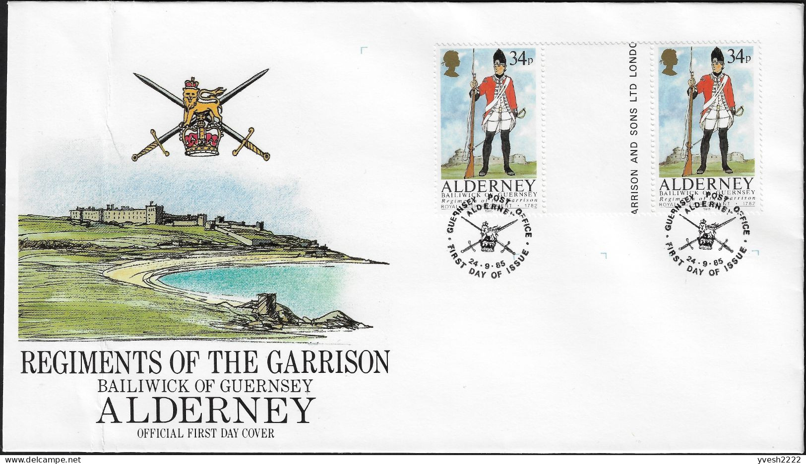 Aurigny Alderney 1985 Y&T 23 à 27 En Paires Interpanneaux Gutter Pairs. Costumes Militaires D'unités Présentes Sur L'île - Textile