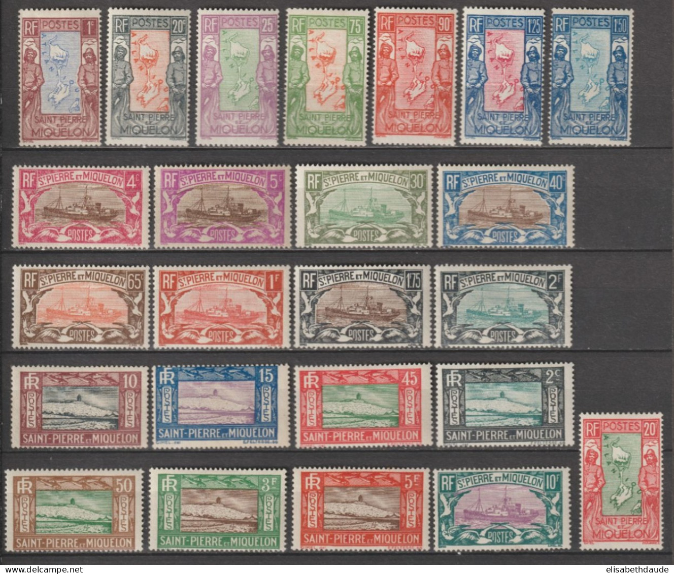 1932 - SPM - RARE SERIE COMPLETE YVERT N° 136/159 * MLH - COTE = 395 EUR. - Nuevos