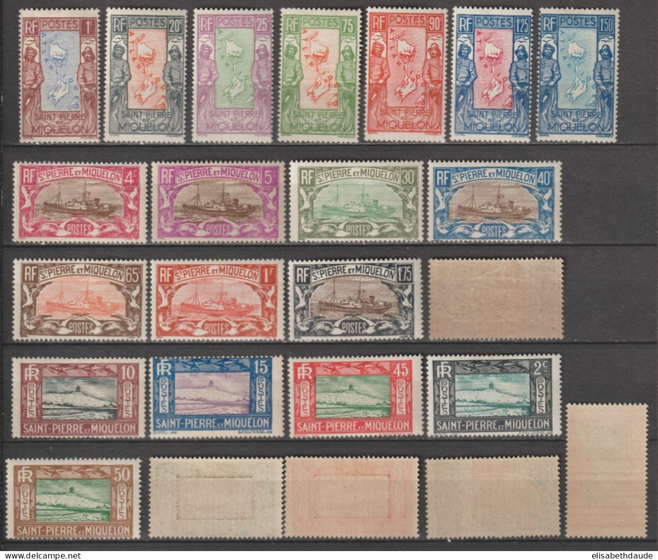 1932 - SPM - RARE SERIE COMPLETE YVERT N° 136/159 * MLH - COTE = 395 EUR. - Neufs