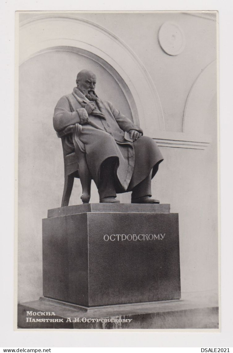 Soviet Union USSR URSS Russia Sowjetunion MOSCOW, Monument Ostrovsky, Vintage 1950s Photo Postcard RPPc AK (50249) - Russie