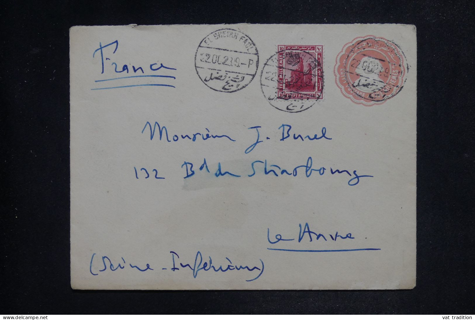 EGYPTE - Entier Postal + Complément Pour La France En 1923 - L 152023 - 1866-1914 Khedivate Of Egypt