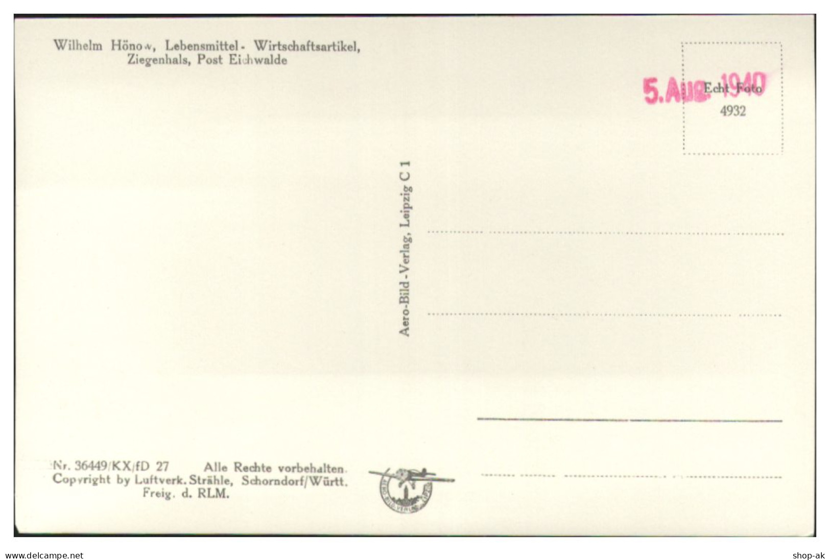 MW13306x/ Ziegenhals B. Eichwalde  Foto AK Seltenes Strähle Lufbild 30er Jahre - Autres & Non Classés