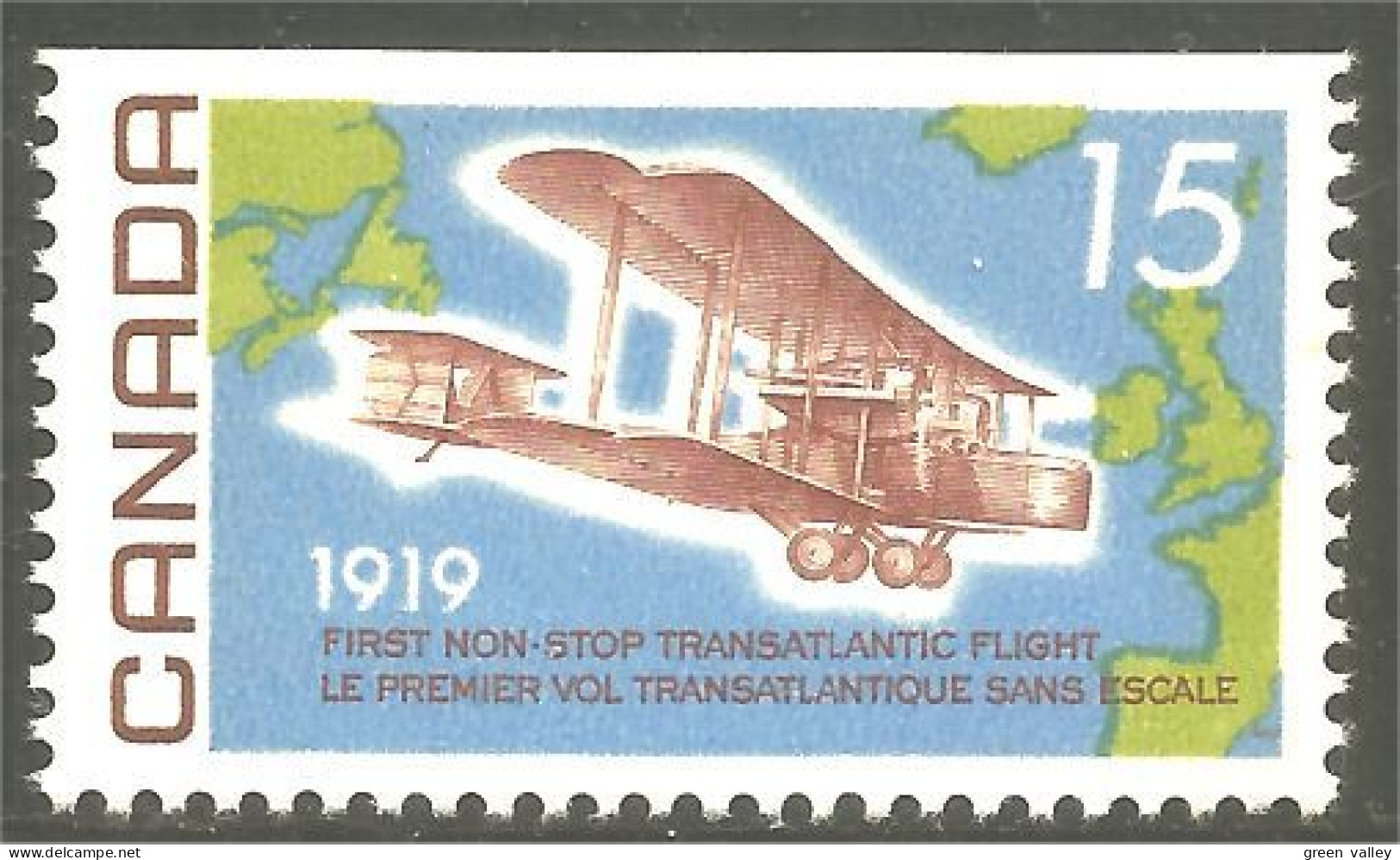 Canada Alcock Brown Transatlantic Straight Margin At Top Bord Feuille Haut Flight MNH ** Neuf SC (04-94hc) - Géographie