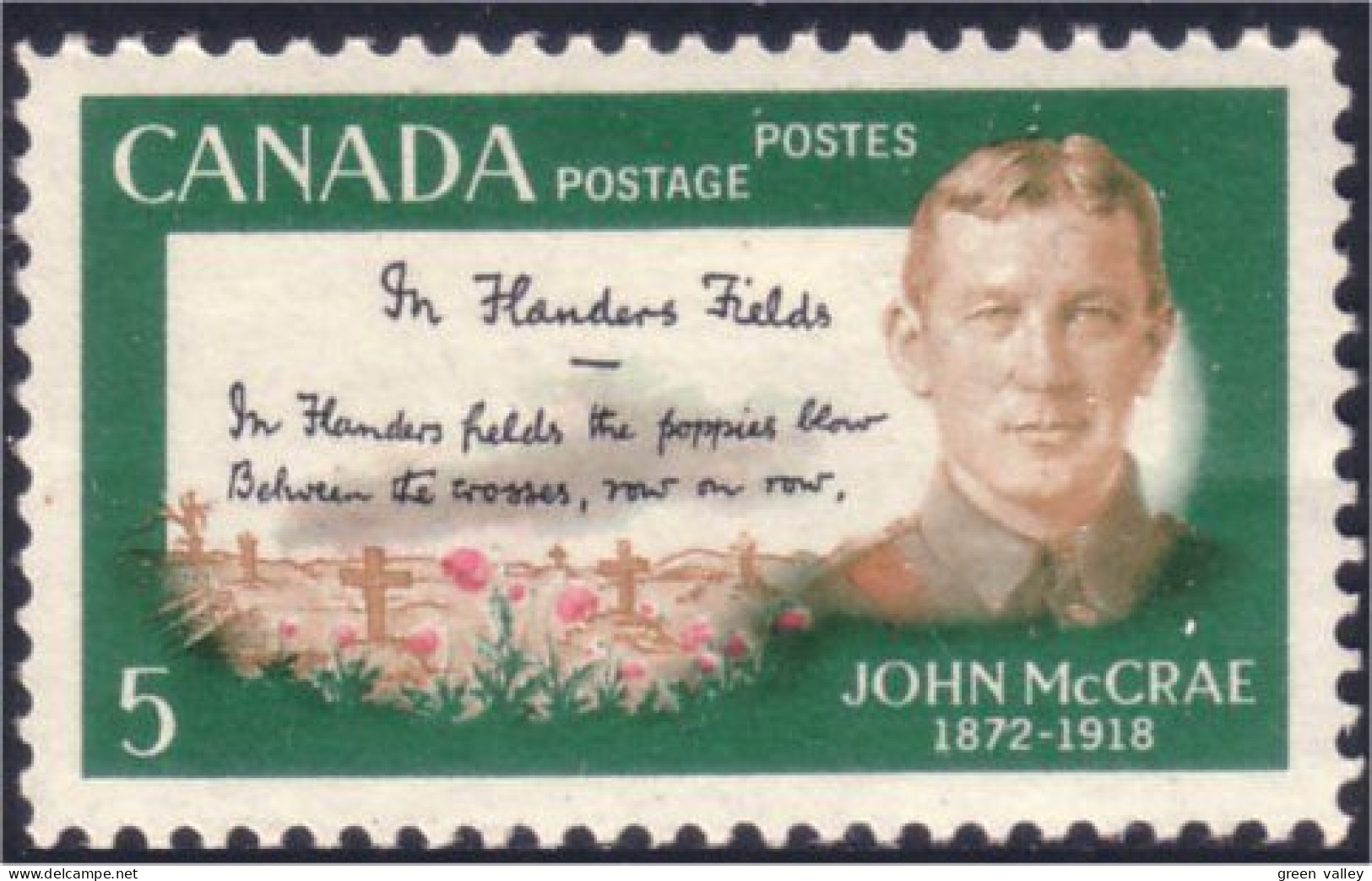 Canada McRae Poet Flanders Fields Coquelicots Poppy Poppies MNH ** Neuf SC (04-87d) - Prima Guerra Mondiale