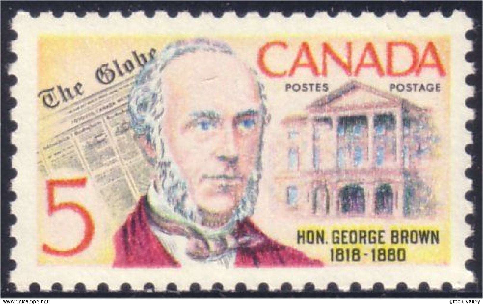 Canada George Brown Journal The Globe Newspaper MNH ** Neuf SC (04-84a) - Neufs