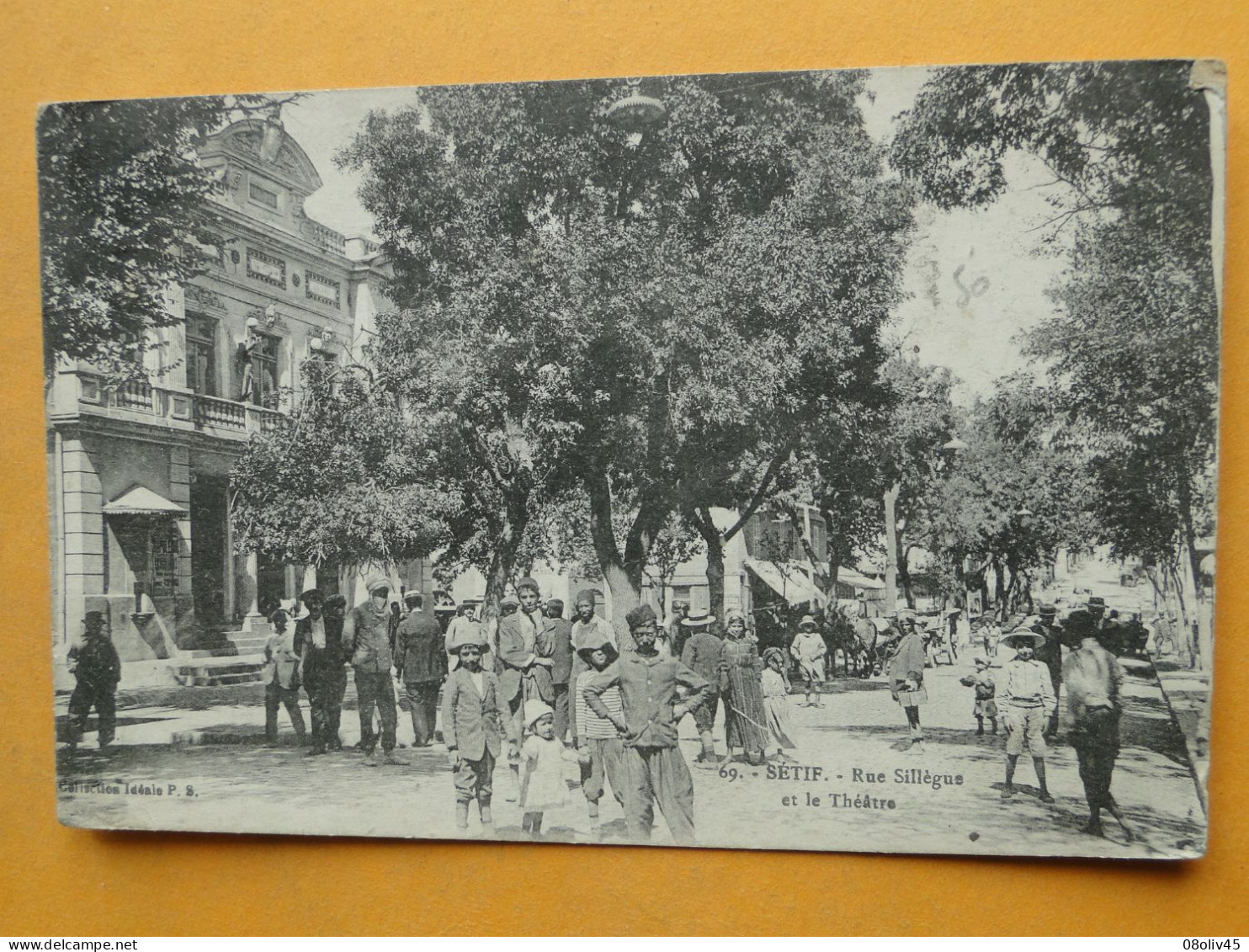 Cpa Algérie -- SETIF -- Rue Sillègue Et Le Théâtre - TOP ANIMEE - Carte PEU COURANTE !! - Sétif