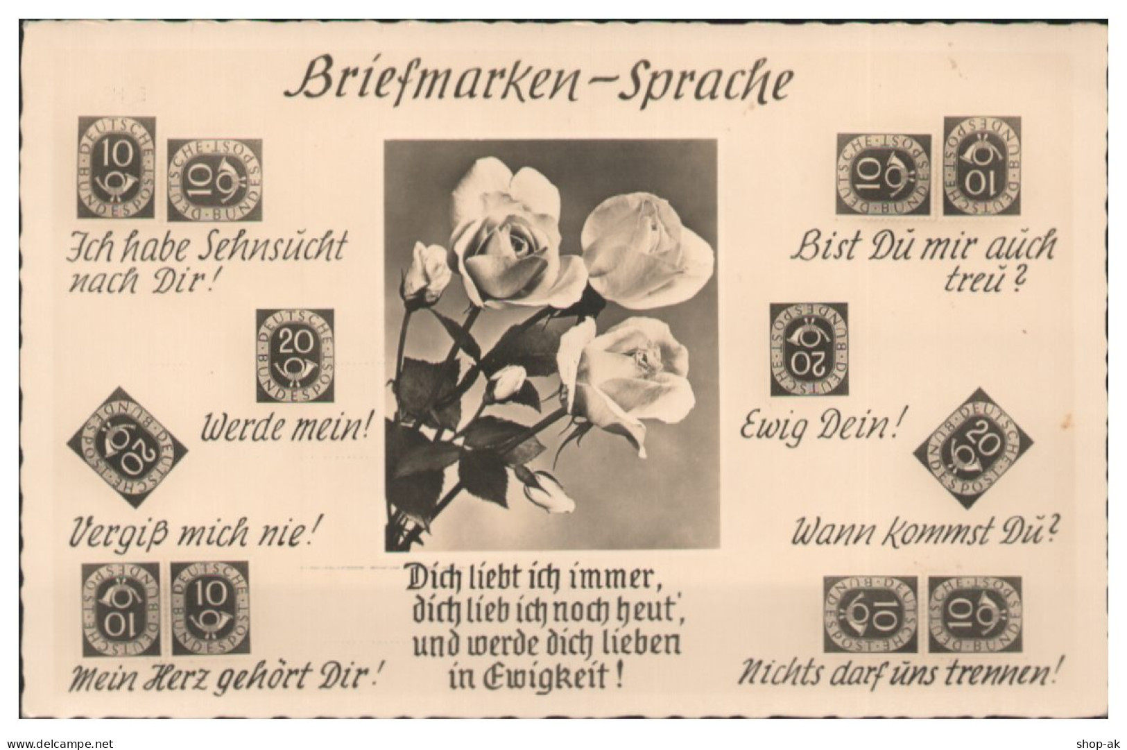 Y28288/ Briefmarkensprache Posthorn-Marken Foto AK  - Timbres (représentations)