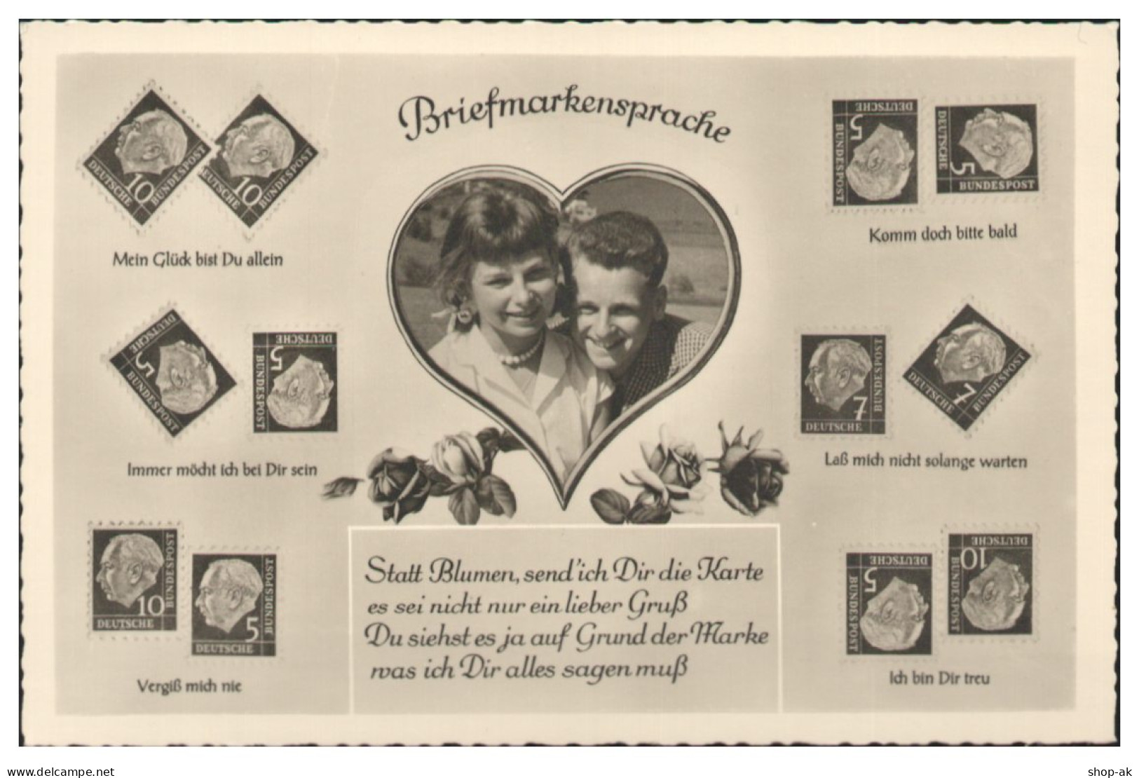 Y28287/ Briefmarkensprache Heuss-Marken Foto AK  - Briefmarken (Abbildungen)