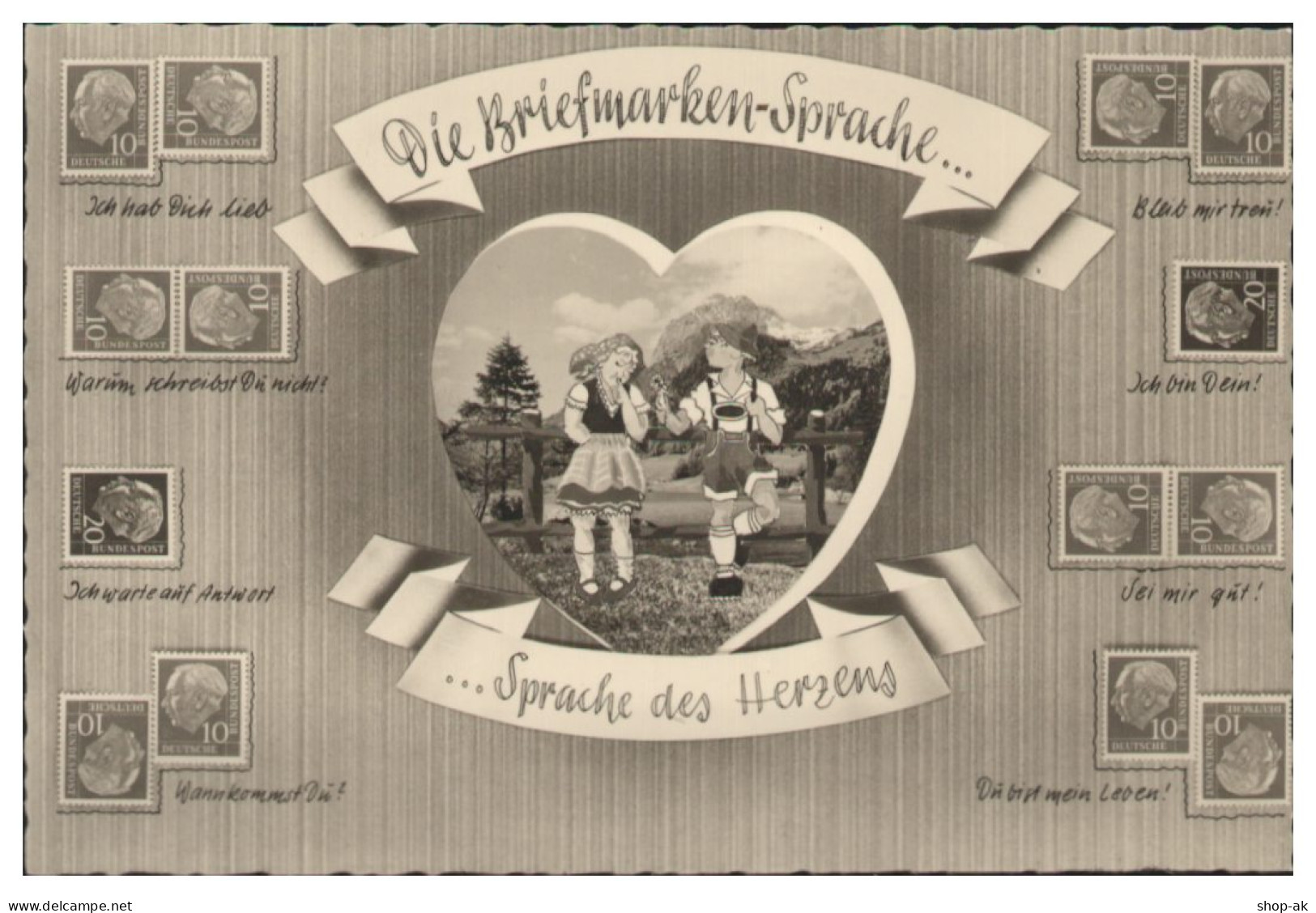 Y28285/ Briefmarkensprache Heuss-Marken Foto AK  - Briefmarken (Abbildungen)