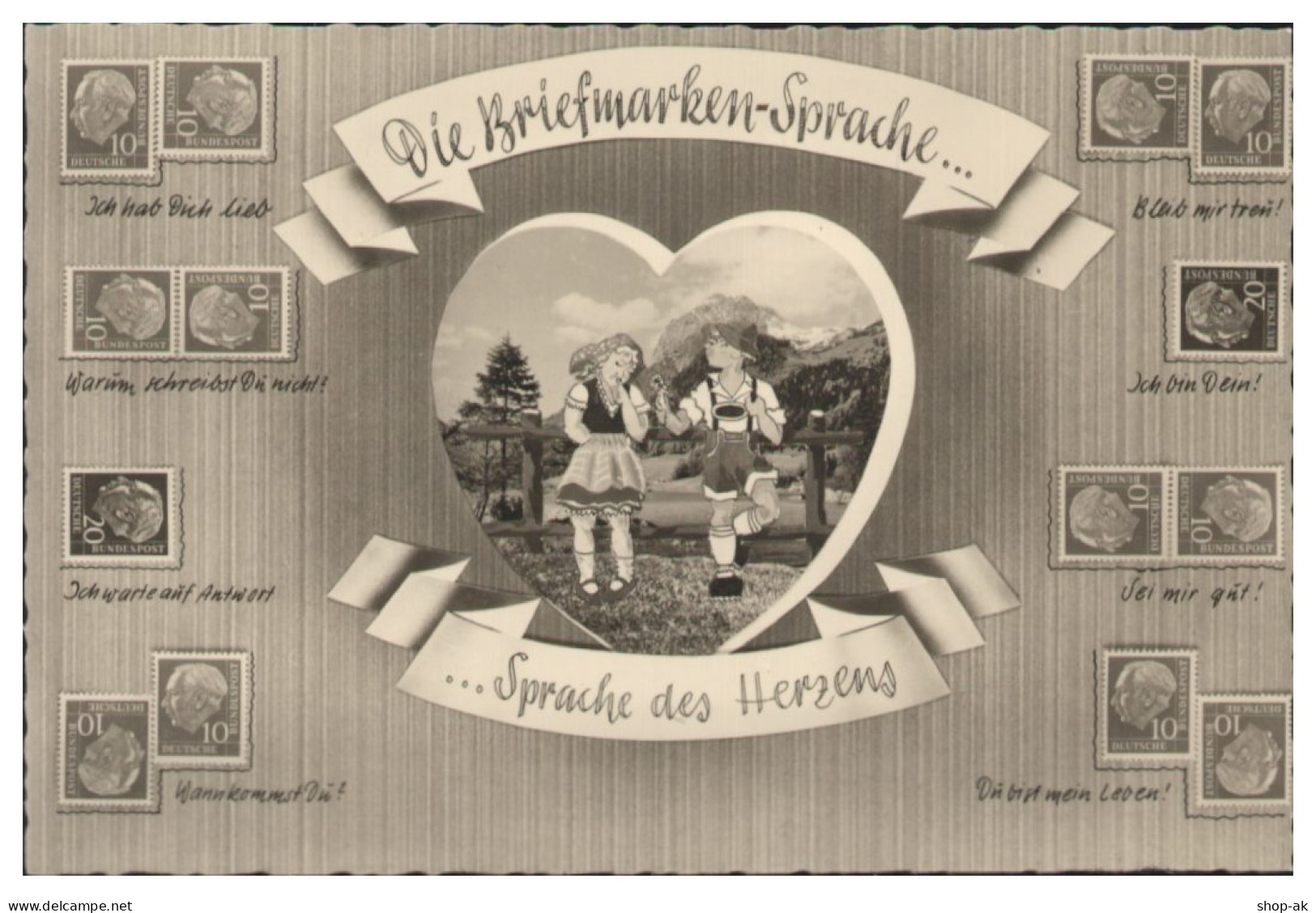 Y28285/ Briefmarkensprache Heuss-Marken Foto AK  - Timbres (représentations)