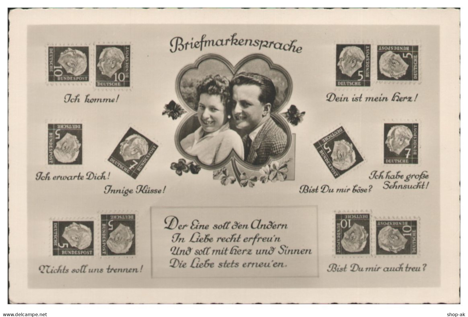 Y28282/ Briefmarkensprache Heuss-Marken Foto AK  - Timbres (représentations)