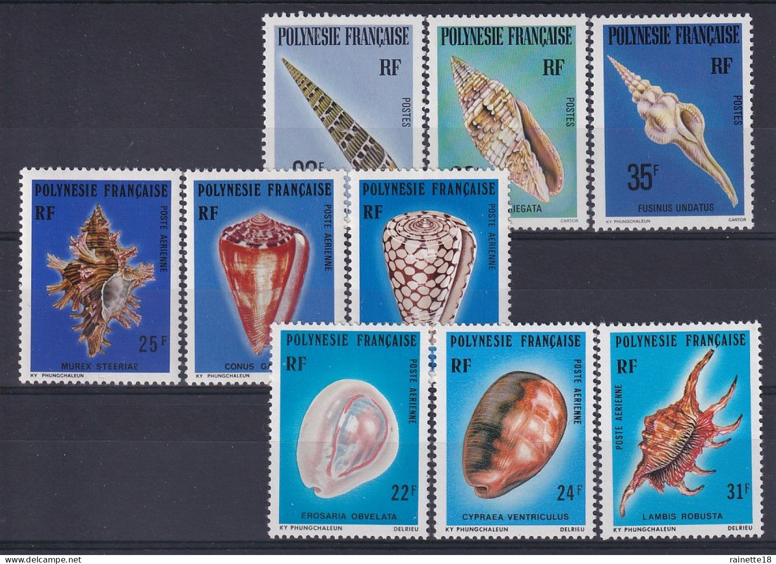 Polynésie Française     PA  114/116 ** - PA 132/134 ** + Poste 142144 **  Coquillages - Nuevos