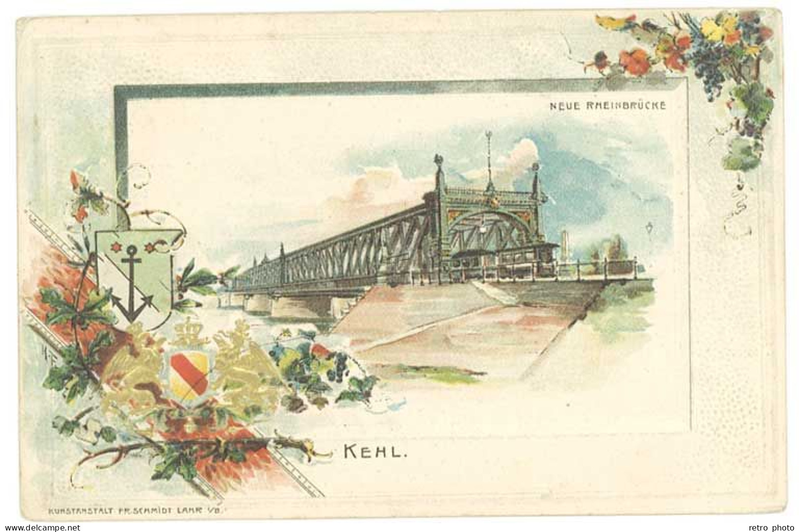 Cpa Alsace - Kehl Neue Rheinbrücke  ( Gaufrée ) - Otros & Sin Clasificación