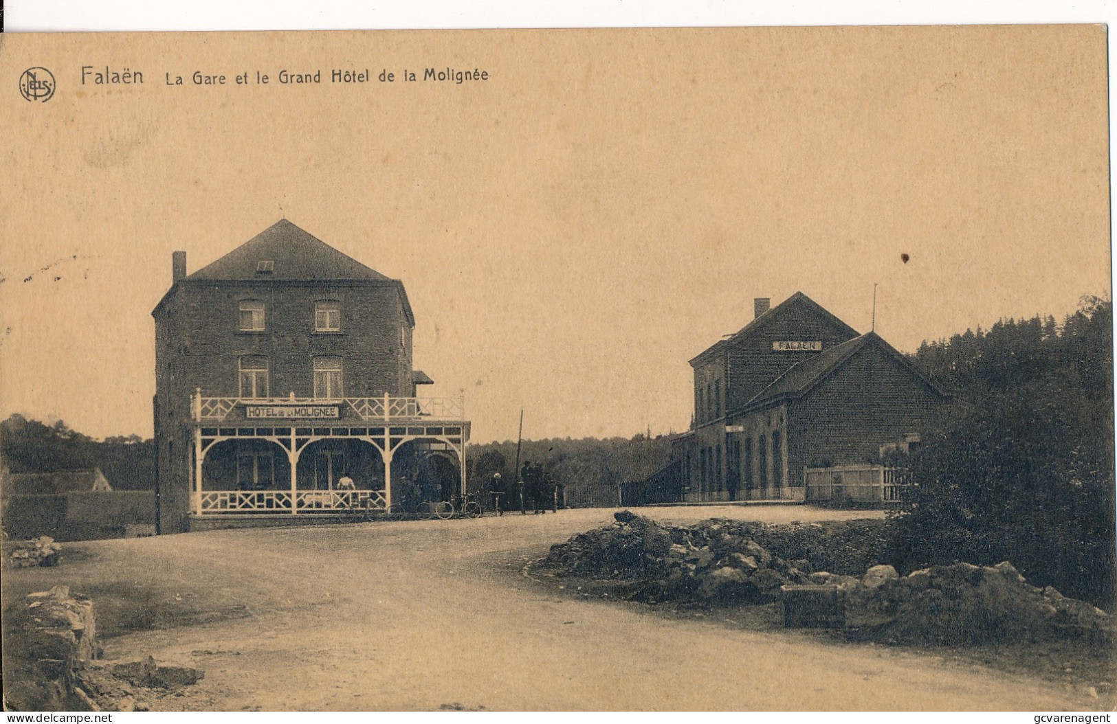 FALAËN    LA GARE ET LE GRAND HOTEL DE LA MOLIGNEE      - STREEPSTEMPEN  FALAËN                ZIE AFBEELDINGEN - Onhaye