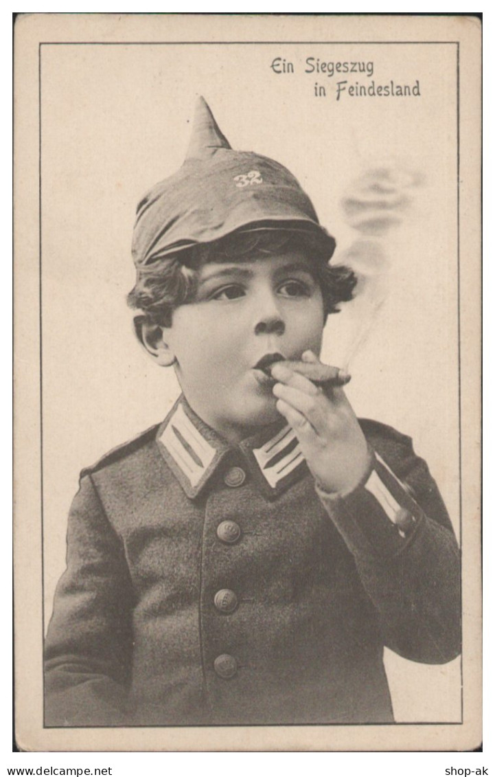 S4978/ Junge In Uniform Raucht Eine Zigarre  1. Weltkrieg AK 1916 - War 1914-18