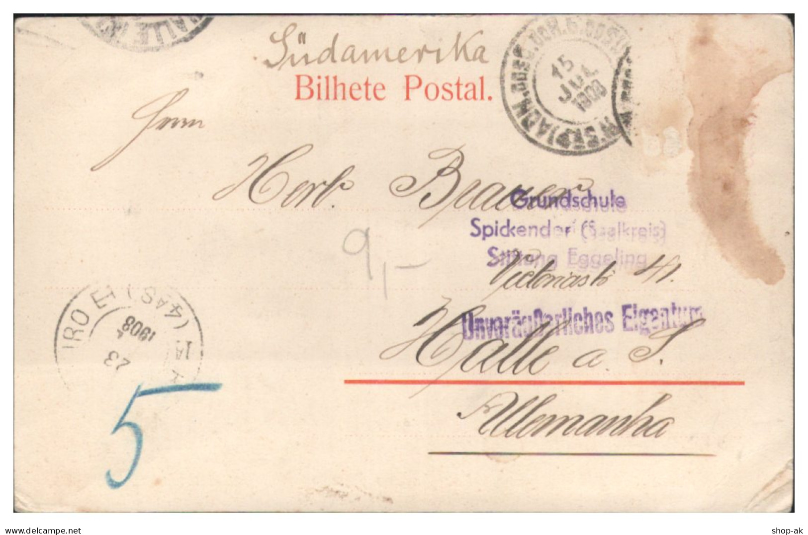 S4968/ Porte Alegre  Rua Floriano Peixoto  Brasilien AK 1908 - Other & Unclassified