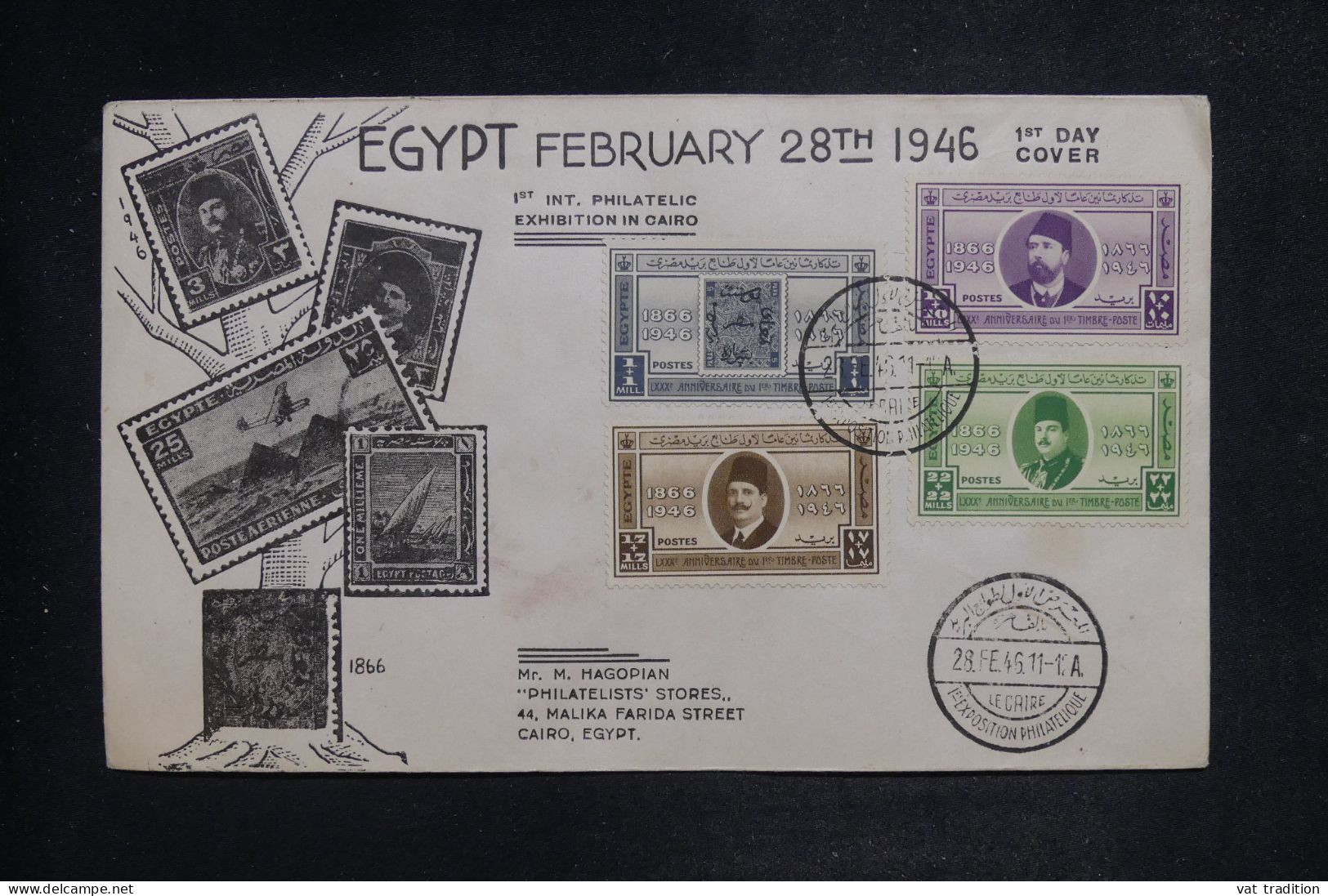 EGYPTE - Enveloppe De La 1ère Exposition Philatélique Du Caire En 1946 - L 152024 - Cartas & Documentos