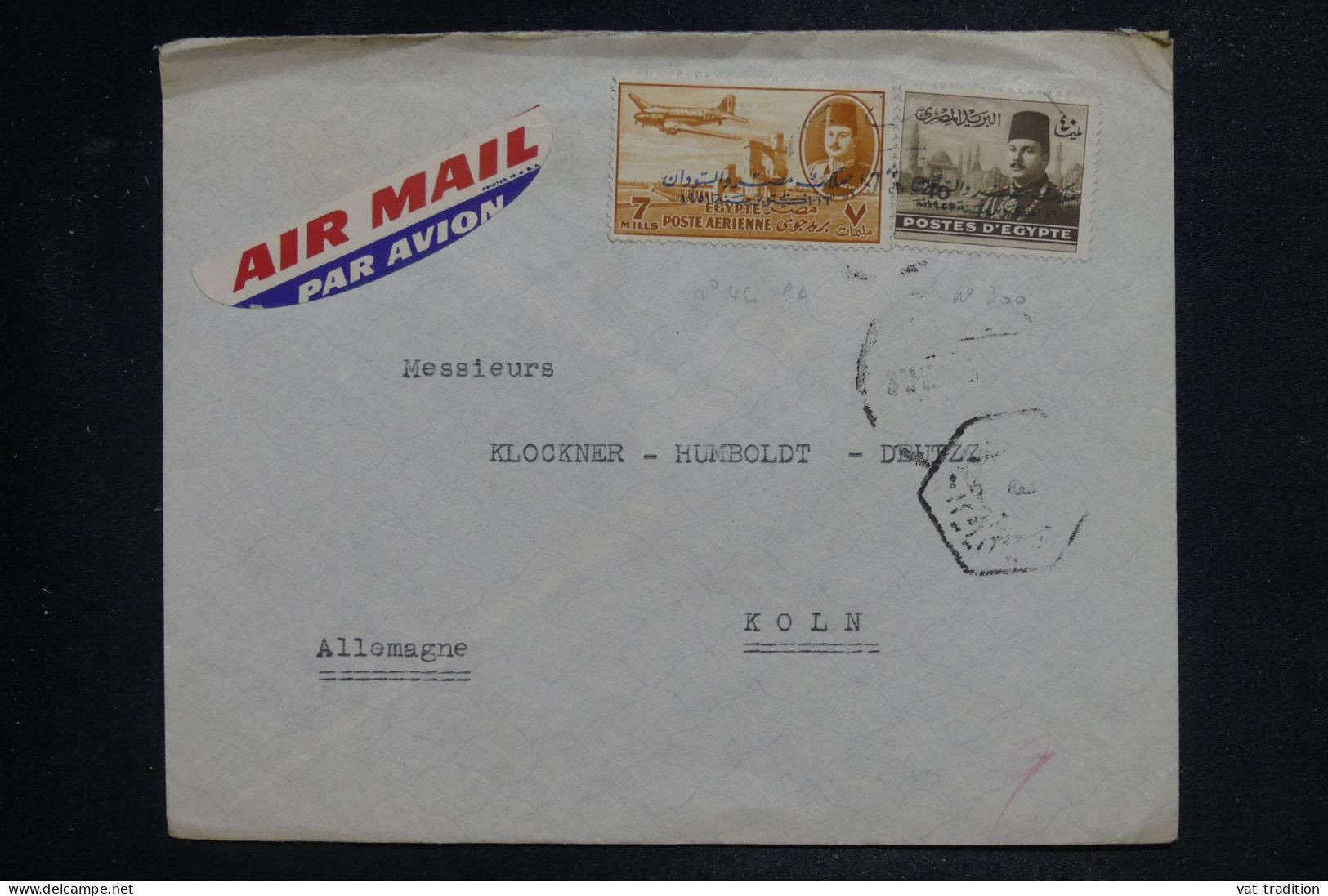 EGYPTE - Enveloppe De Alexandrie Pour L'Allemagne Par Avion - L 152025 - Storia Postale