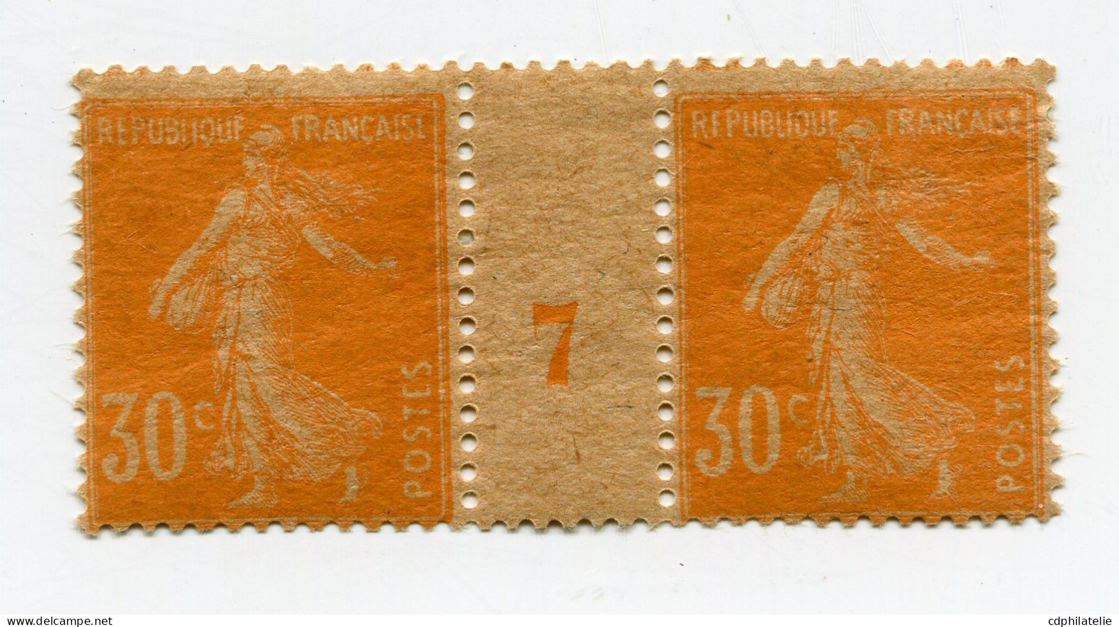 FRANCE N°141 * TYPE SEMEUSE FOND PLEIN EN PAIRE AVEC MILLESIME 7 ( 1917 ) PAPIER GC - Millésime