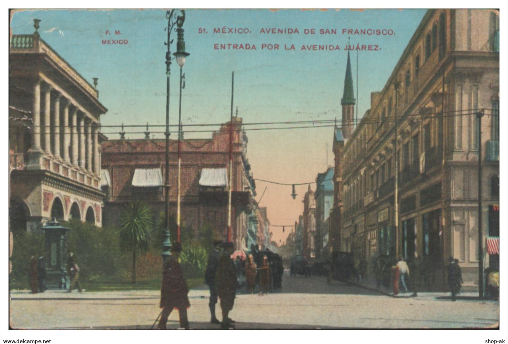 TT0116/ Mexico Avenida De San Francisco  AK 1913 - Andere & Zonder Classificatie