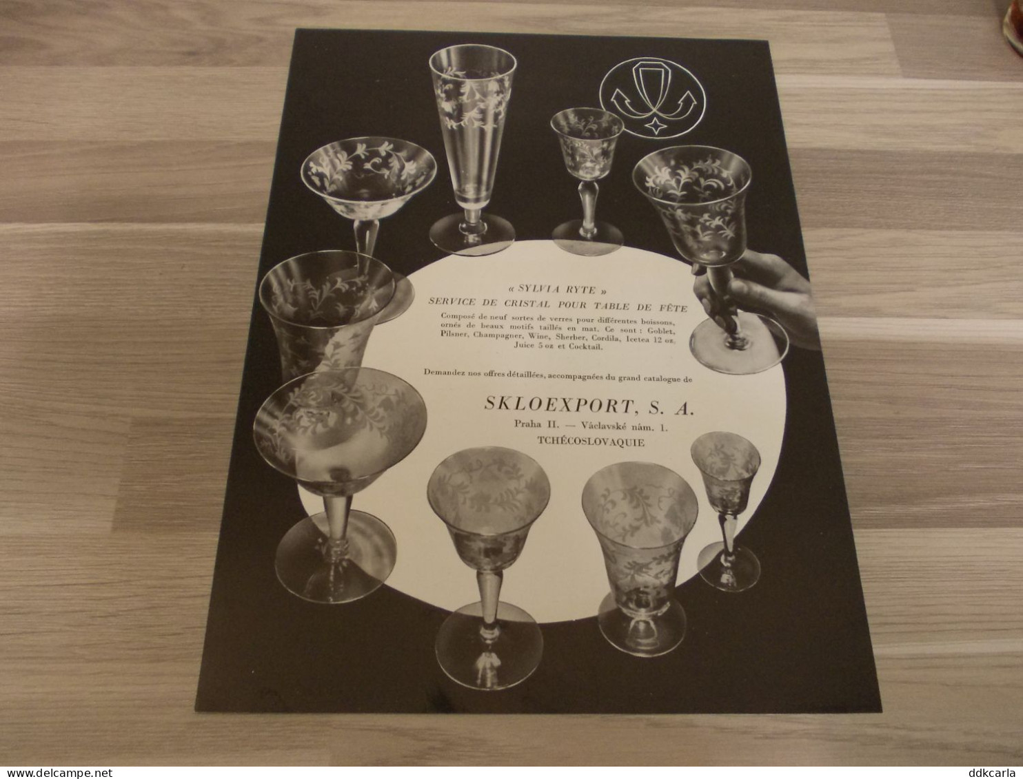 Reclame Advertentie Uit Oud Tijdschrift 1952 - Sylvia Ryte - Service De Cristal Pour Table De Fête - Skloexport S.a. - Werbung